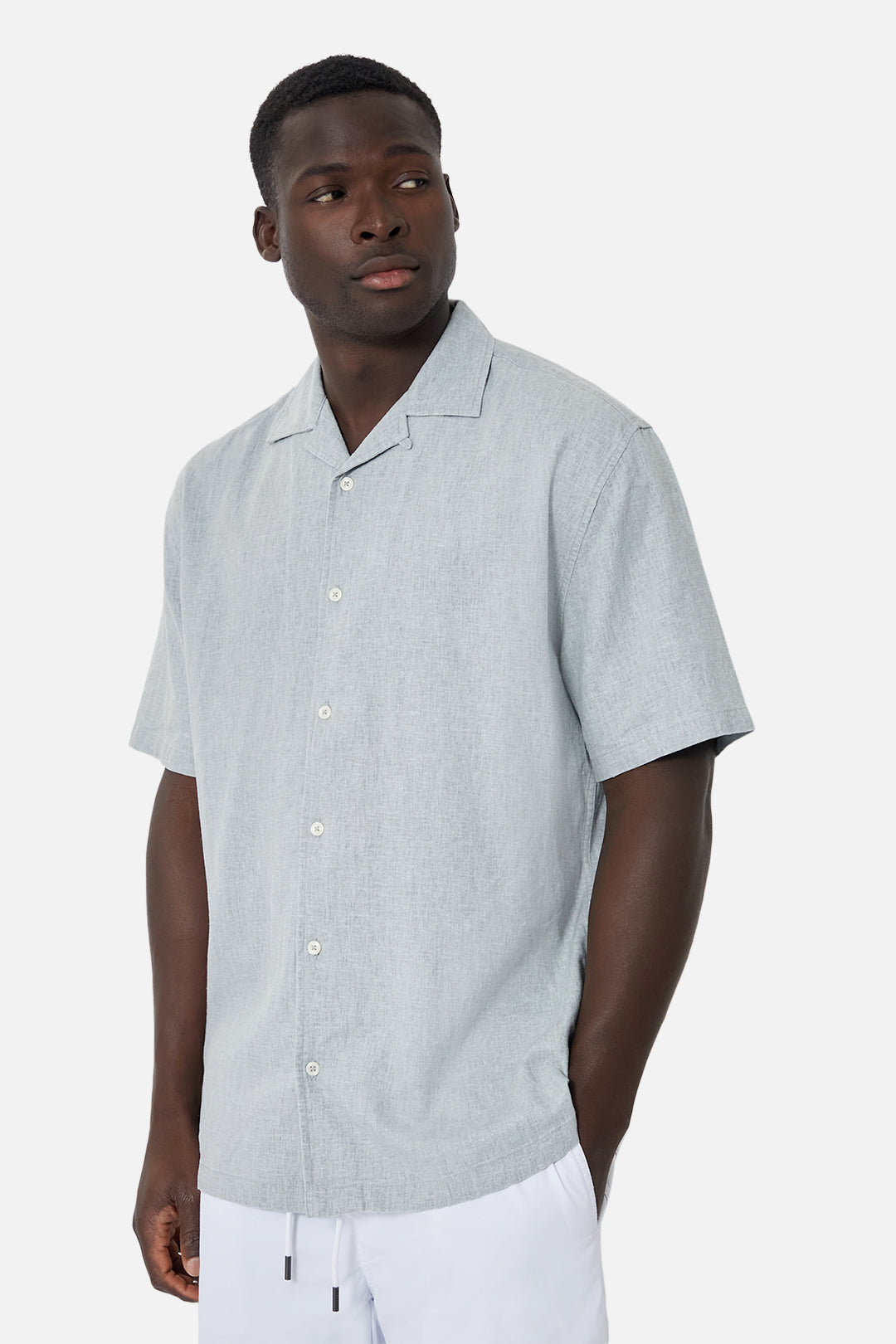 Adra Short Sleeve Linen Shirt for Men - Lightweight Washed Blue Casual Button Down Shirt - Perfect for Summer, Beach, and Outdoor Activities