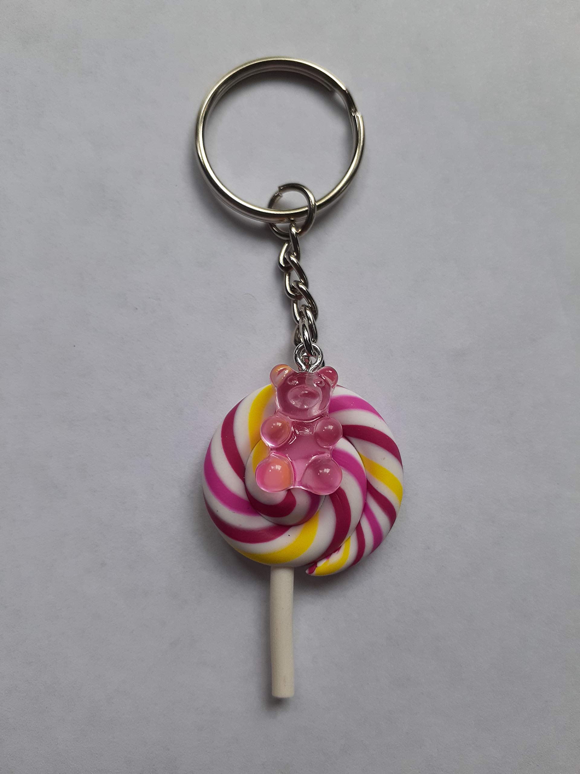 Magenta Yellow Gummy Pop Keychains - Vibrant Durable Accessories for Backpacks, Luggage & Gift Giving
