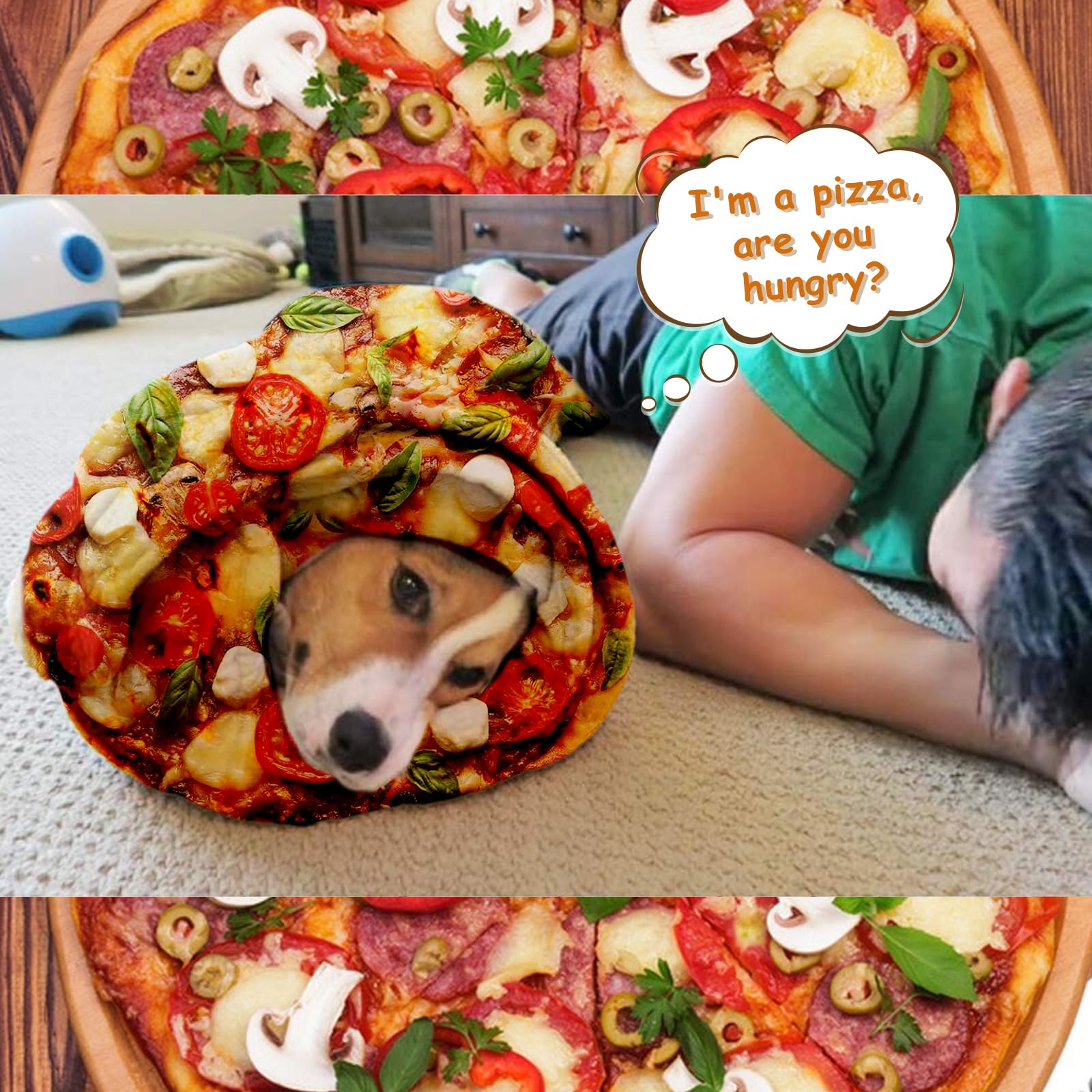Realistic Pizza Blanket for Adults - 71 Inch Large Round Plush Throw Blanket, Soft Funny Novelty Food Blanket for Bed, Couch & Travel - Perfect for Movie Nights, Sleepovers & Gifts