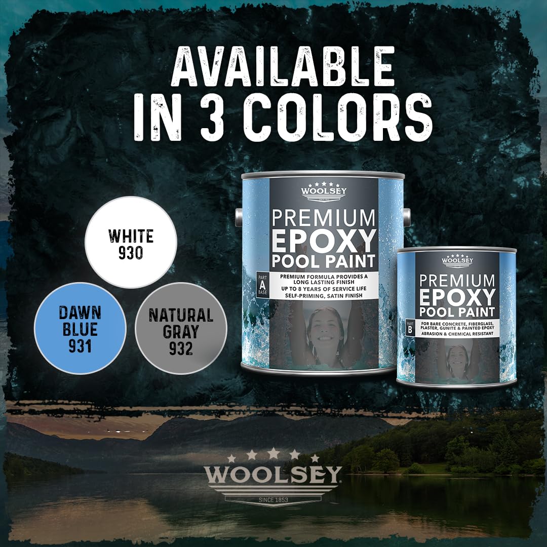 WOOLSEY Premium Epoxy Pool Paint - Durable Swimming Pool Coating for Concrete & Gunite Pools | Perfect for Pool Resurfacing, Renovation & Waterproofing