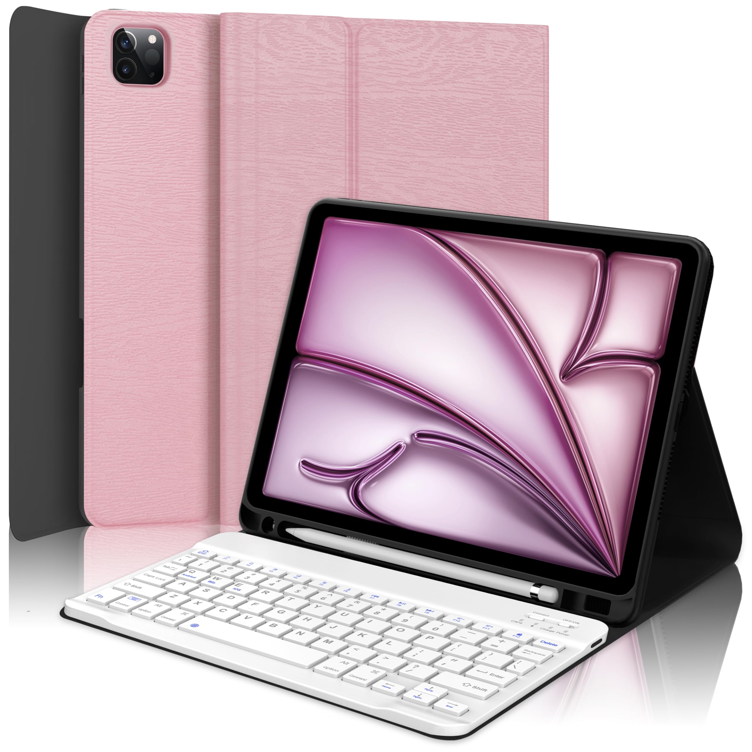 D DINGRICH iPad Air 11-inch (M2) 2024 Keyboard Case - Bluetooth Detachable Keyboard with Pencil Holder & Rechargeable Battery, Compatible with iPad Pro 11