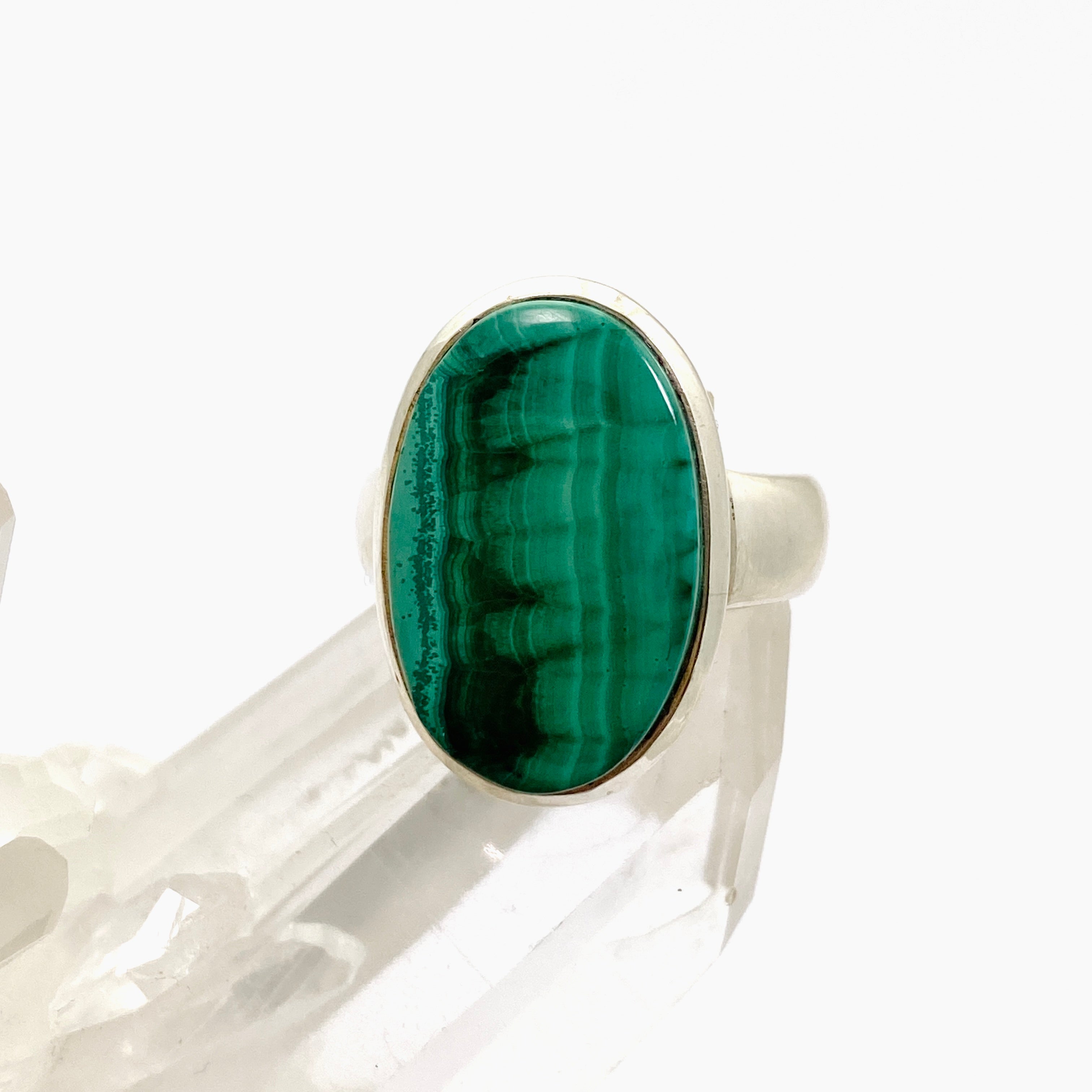 Natural Malachite Oval Cabochon Ring - Size 7 Green Gemstone Jewelry for Women - Perfect for Everyday Wear, Gift Giving & Boho Fashion