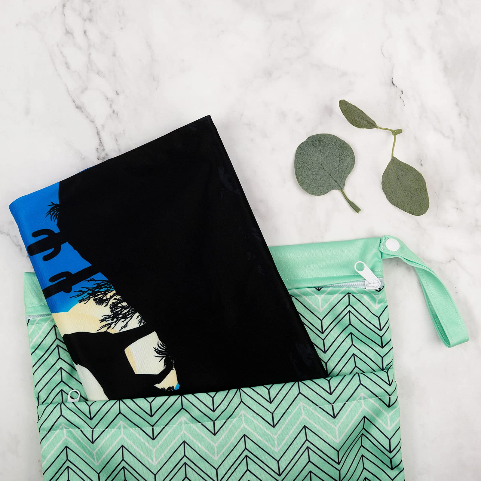 ALVABABY 2 Pack Reusable Waterproof Wet Dry Bags with Dual Zippered Pockets - Cloth Diaper Storage, Beach Pool Essentials, Yoga Gym Organizer for Swimsuits, Wet Clothes & Baby Items | Travel Daycare Must-Have (LX-AMD0912)