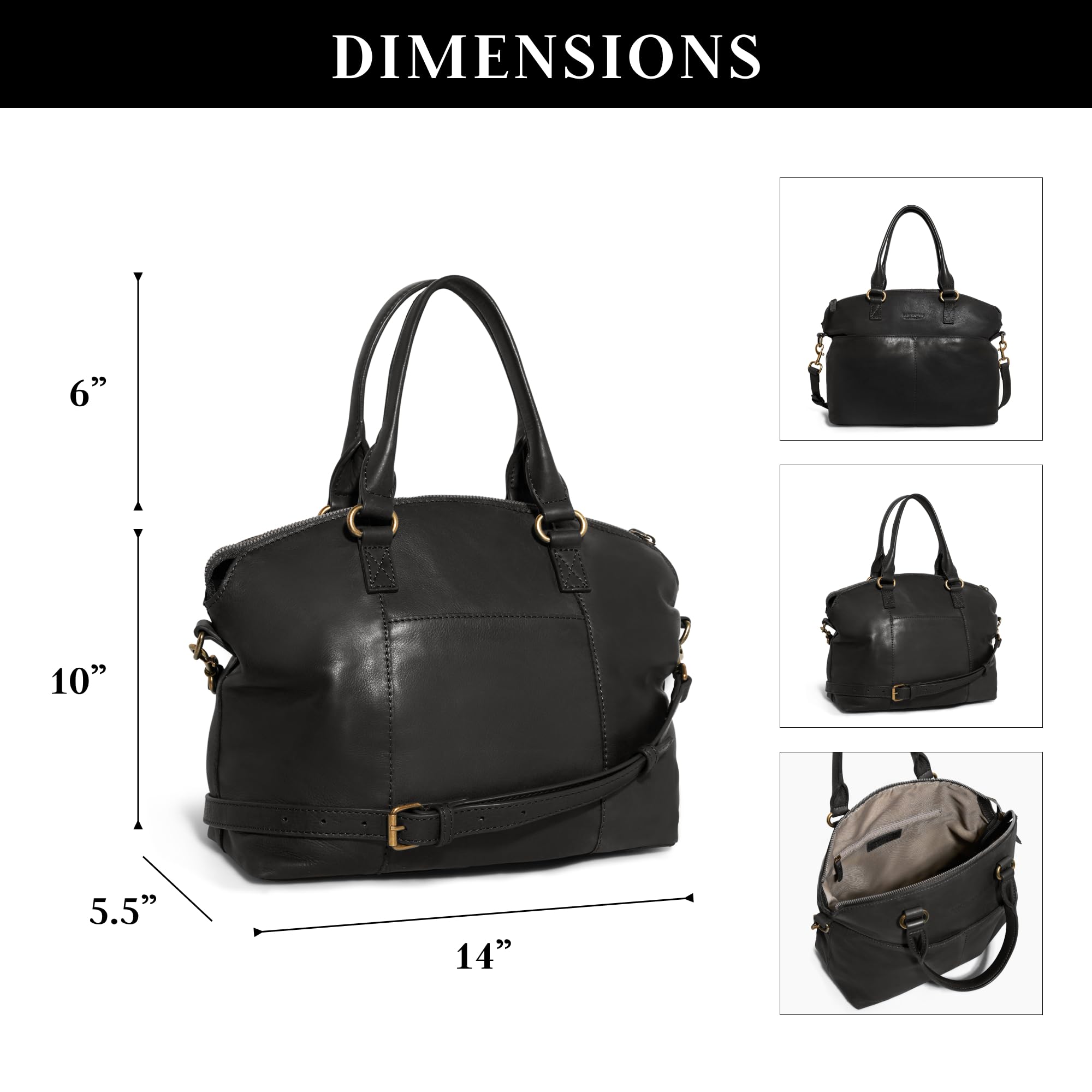 American Leather Co. Carrie Dome Satchel Crossbody Bag - Genuine Leather Handbag for Women, Fashionable Shoulder Purse with Adjustable Strap - Perfect for Work, Travel & Everyday Use