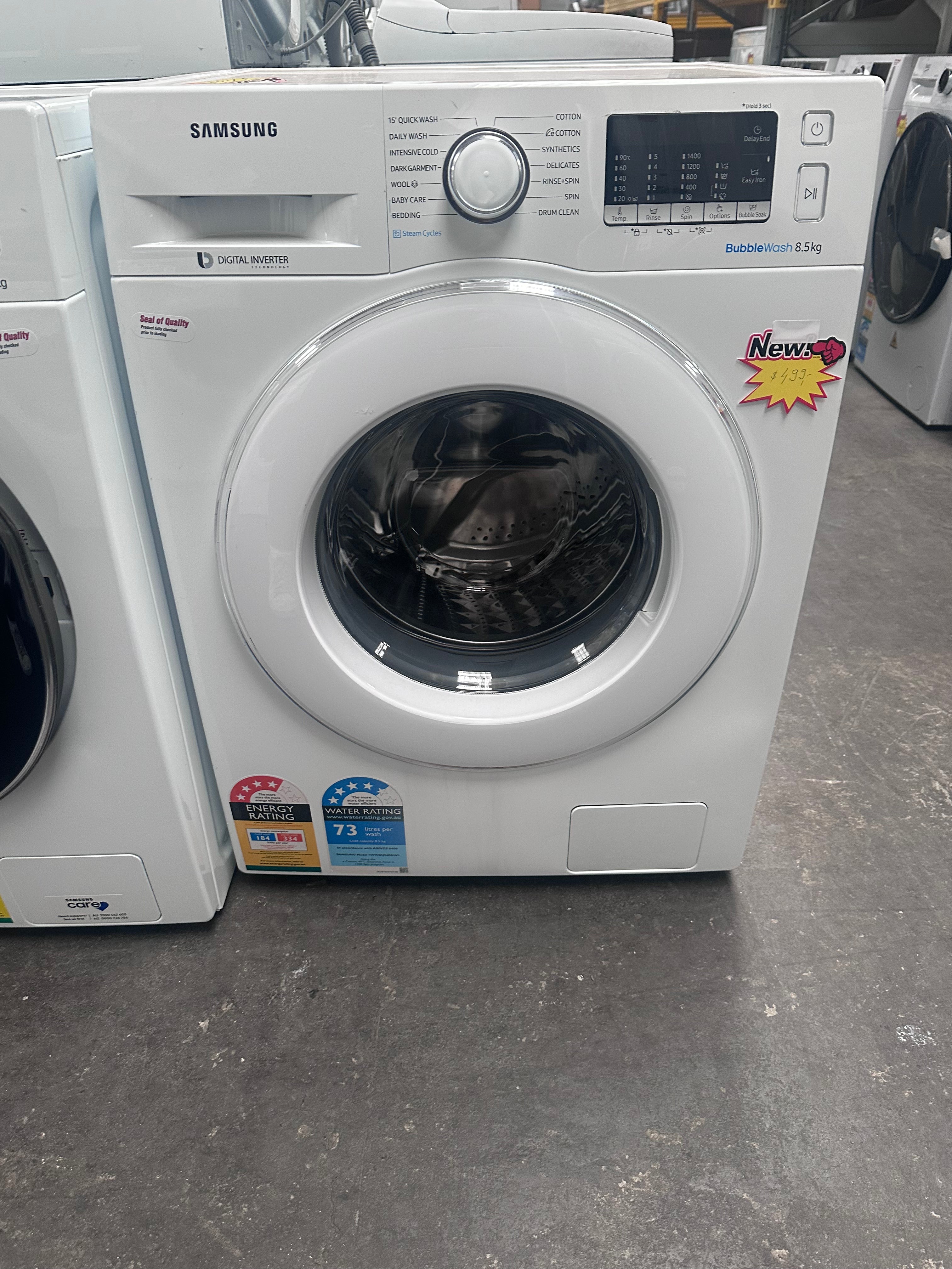Refurbished Samsung 8.5kg BubbleWash Front Load Washing Machine - Energy Efficient, Quiet Operation for Apartments & Small Homes
