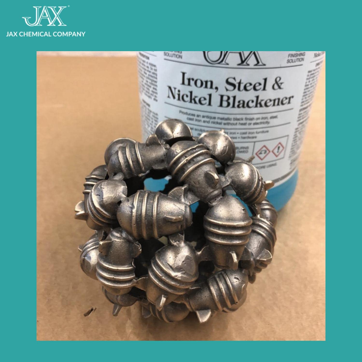 JAX Iron Steel & Nickel Blackener - Metal Finishing Solution for Antique Patina - Cold Chemical Blackening Treatment (2 oz) - Perfect for Knives, Guns, Jewelry & DIY Metal Crafts