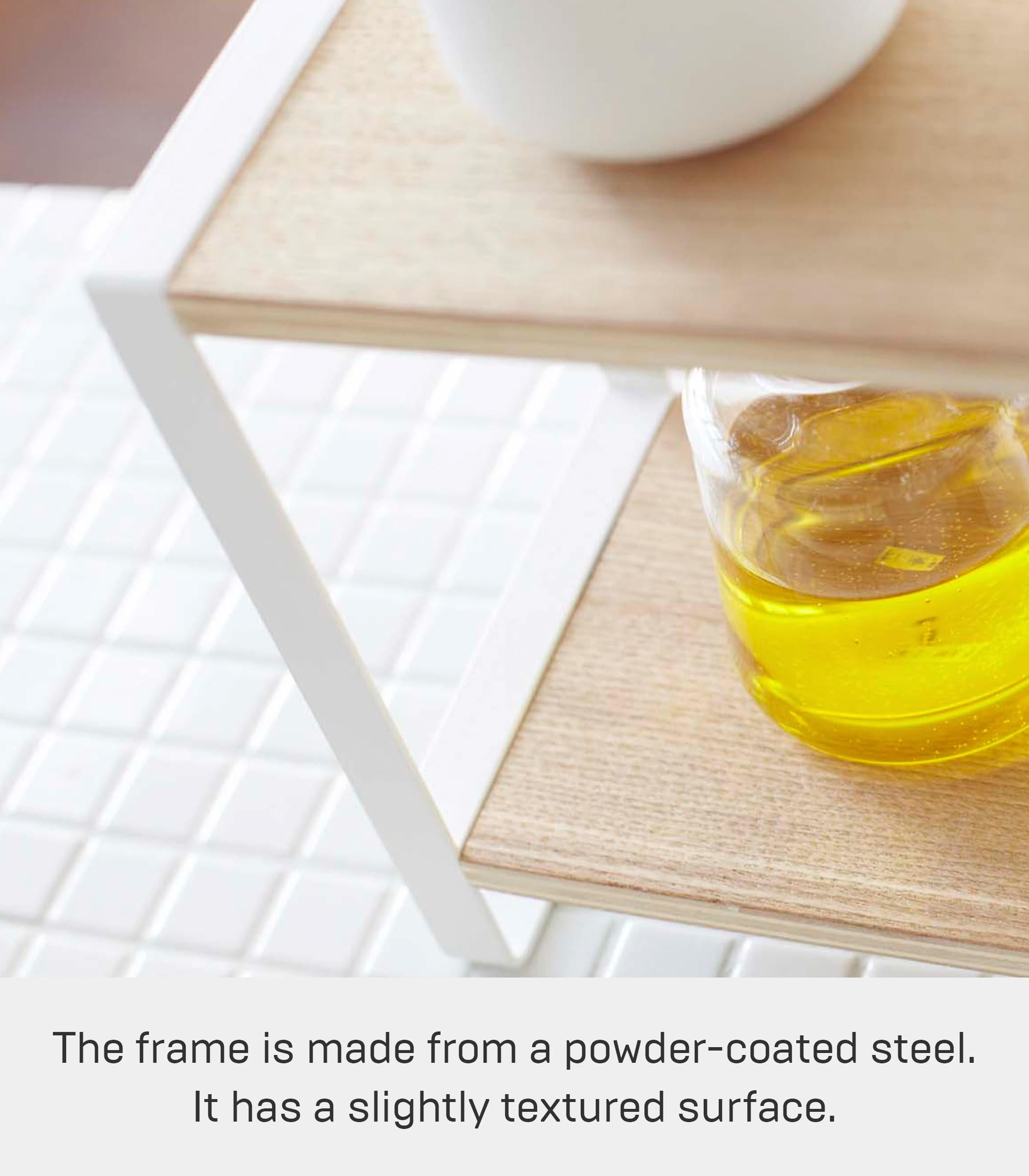 Yamazaki Home Tosca Kitchen Rack - Countertop Storage Shelf Organizer with Steel Frame and Wood Shelves - Perfect for Spice Racks, Pantry Organization, and Small Kitchen Appliances Storage