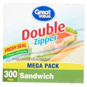 Great Value Sandwich Bags, 300 Count - Premium Quality Food Storage Bags for Lunches, Snacks & Meal Prep | BPA-Free, Leak-Proof & Reusable | Perfect for School, Work & Picnics