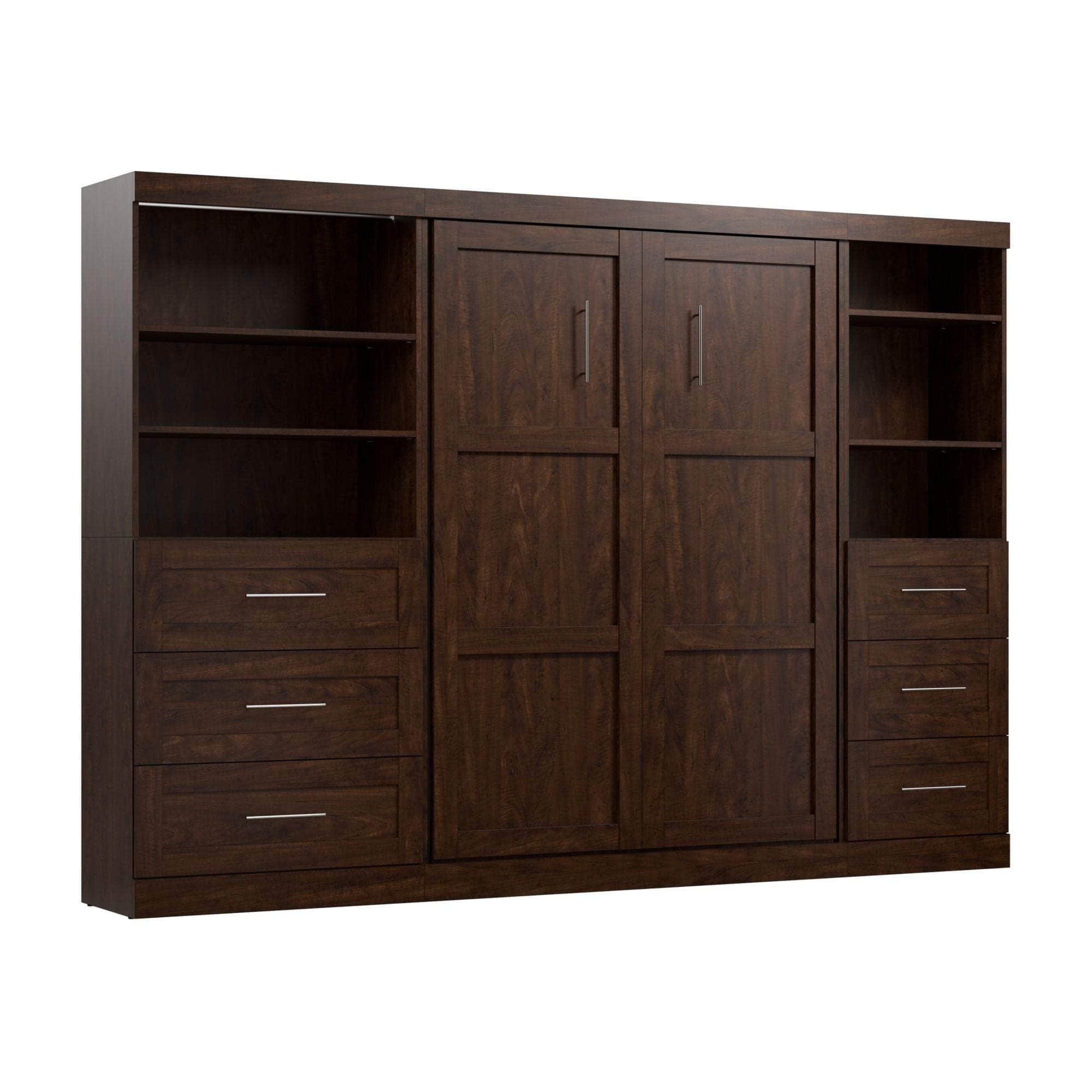 Pur Full Murphy Wall Bed with 2 Storage Units & Drawers (120 Inch) - 5 Color Options | Space-Saving Wall Bed for Small Apartments & Guest Rooms