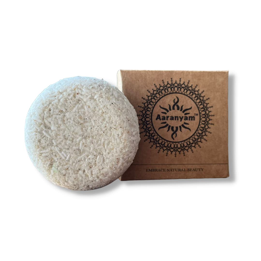 Aaranyam Herby Power Shampoo Bar - 100g Natural Hair Care with Onion Oil, Turmeric, Bhringraj, Brahmi, Amla, Shikakai, Neem, Reetha & Flaxseed Extract for Stronger Hair Growth - Sulfate Free, Vegan Shampoo for Men & Women - Ideal for Travel, Gym & Daily Hair Wash Routine