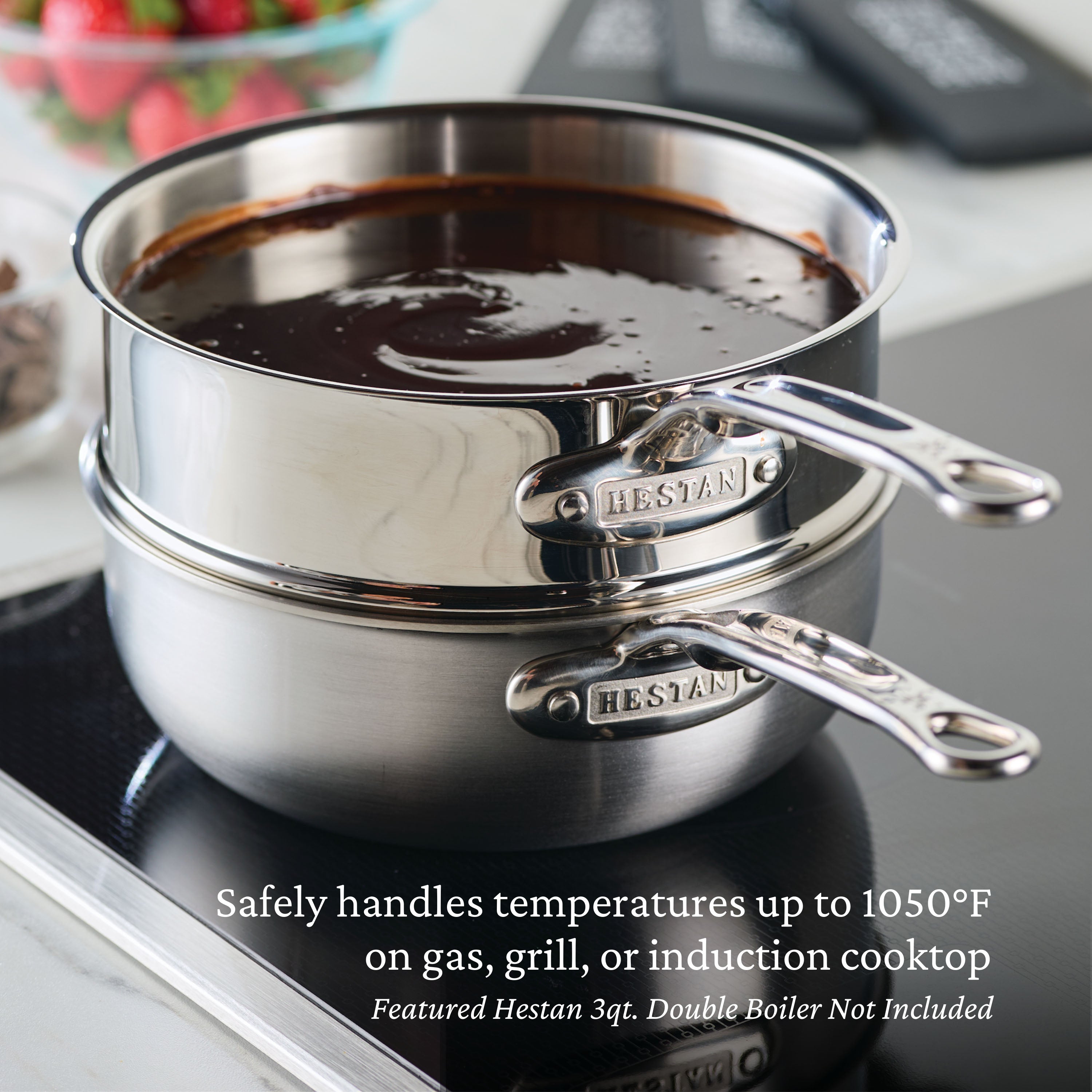 Hestan Nanobond Nonstick Covered Saucier Pan 2.0 Quart (20cm) - Premium Induction Compatible Sauce Pan for Cooking, Sauteing & Simmering Soups, Sauces, and Stews