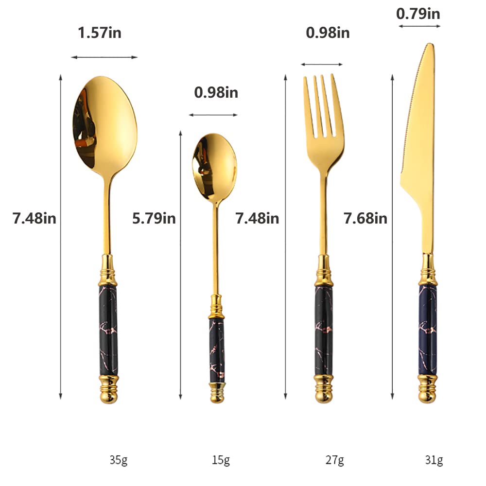 32-Piece Premium Stainless Steel Flatware Set with Ceramic Handle - Food Grade, Mirror Polished, Dishwasher Safe Silverware for 8 People (Dark Green) - Perfect for Dinner Parties, Restaurants, and Everyday Dining