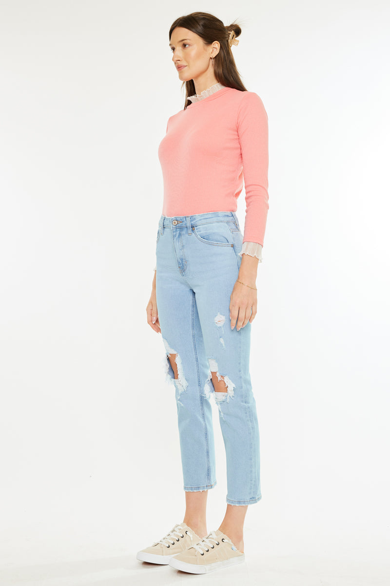 Norrine High Rise Slim Straight Leg Jeans for Women - Stretchy Denim Pants with Comfortable Fit - Perfect for Work, Casual Outfits & Everyday Wear