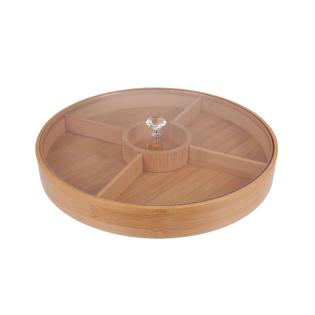 XWOZYDR Bamboo Snack Tray with Lid - Eco-Friendly Food Storage Container for Dried Fruits, Nuts & Snacks | Perfect for Kitchen, Picnics & Party Serving