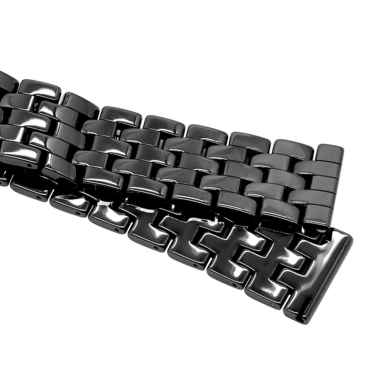 20mm 22mm Ceramic Watch Band Strap for Men & Women - Quick Release Bracelet with Stainless Steel Butterfly Buckle, Tapered Removable Links in Black & White - Perfect for Dress Watches, Business & Casual Wear
