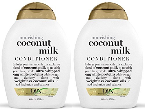 Organic Coconut Milk Conditioner 13 oz (385ml) - Ultra Nourishing & Hydrating Hair Treatment for Dry, Damaged Hair - Pack of 2 by Organix - Perfect for Daily Hair Care & Salon-Quality Results at Home