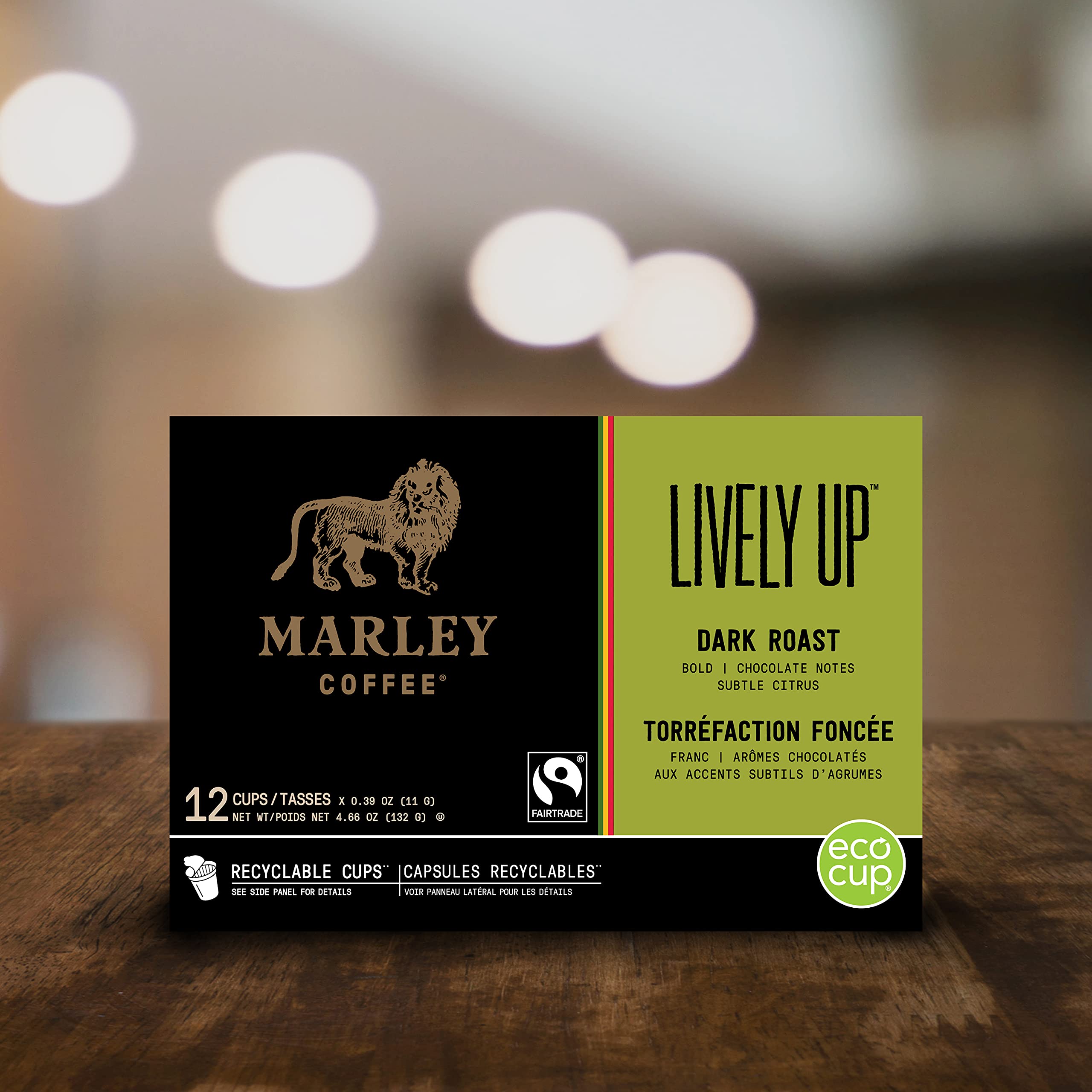 Marley Coffee Lively Up Dark Roast - Fair Trade Certified K-Cup Pods for Keurig Brewers, 72 Count (6 Packs of 12) - Bold & Smooth Coffee for Home, Office or Gifting
