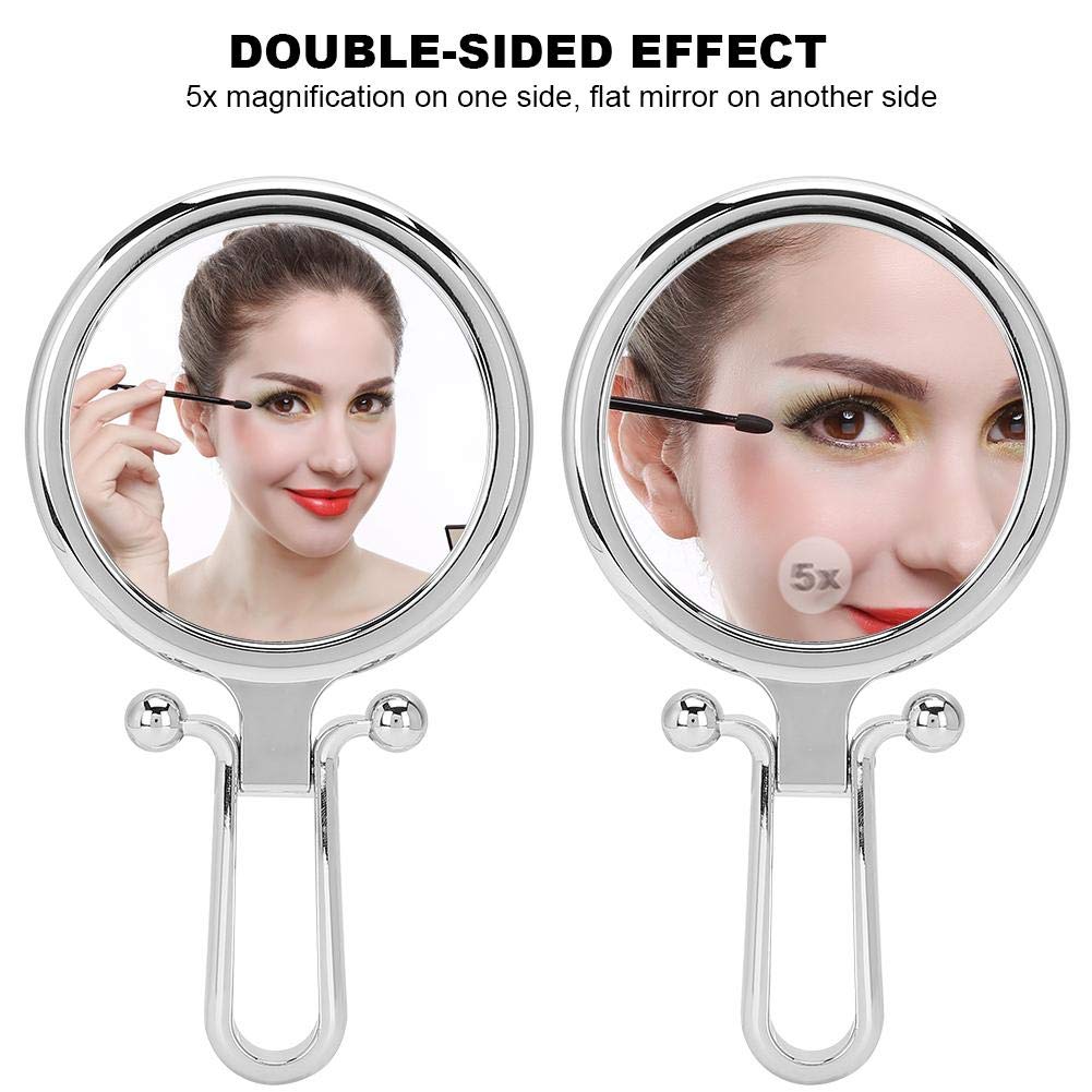 5X Magnification Cosmetic Mirror - Adjustable Double-Sided Vanity Mirror with Stand, Round Makeup Mirror for Dressing Table, Perfect for Home Makeup, Salon & Travel Beauty Essentials