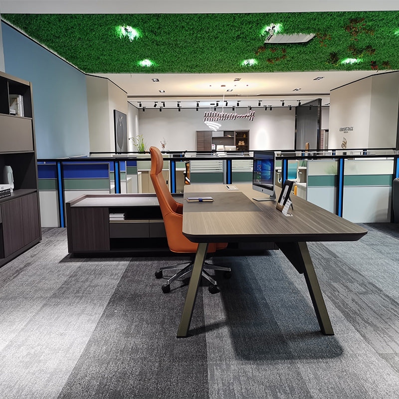 KAISON Executive Desk with Reversible Return 2M - Brown Grey Office Desk for Home & Business - Modern L-Shaped Workstation with Spacious Surface