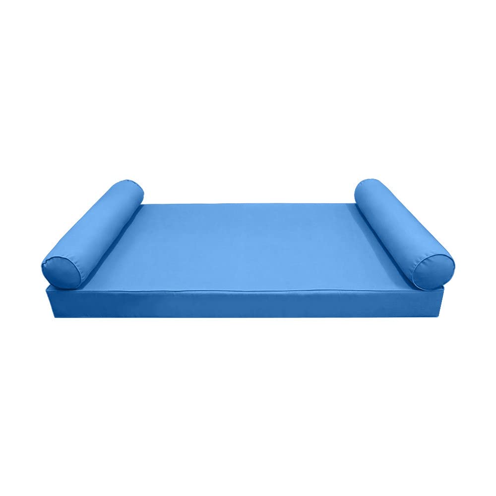 Prolinemax SLIPCOVER ONLY - S5 Outdoor Daybed Mattress Bolster Pillow Cushion Covers with Pipe Trim (Full Size AD102) for Patio, Poolside & Garden Furniture Protection