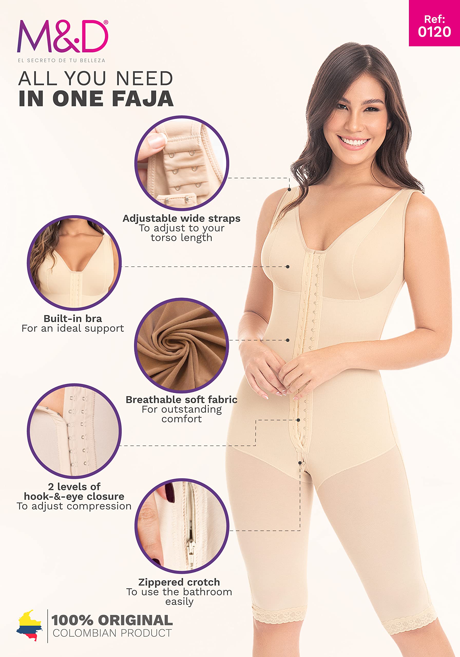 Post-Surgery Compression Shapewear for Women | M&D Colombian Fajas Reductoras & Moldeadoras | Slimming & Body Shaping Girdle for Recovery, Tummy Control & Waist Training