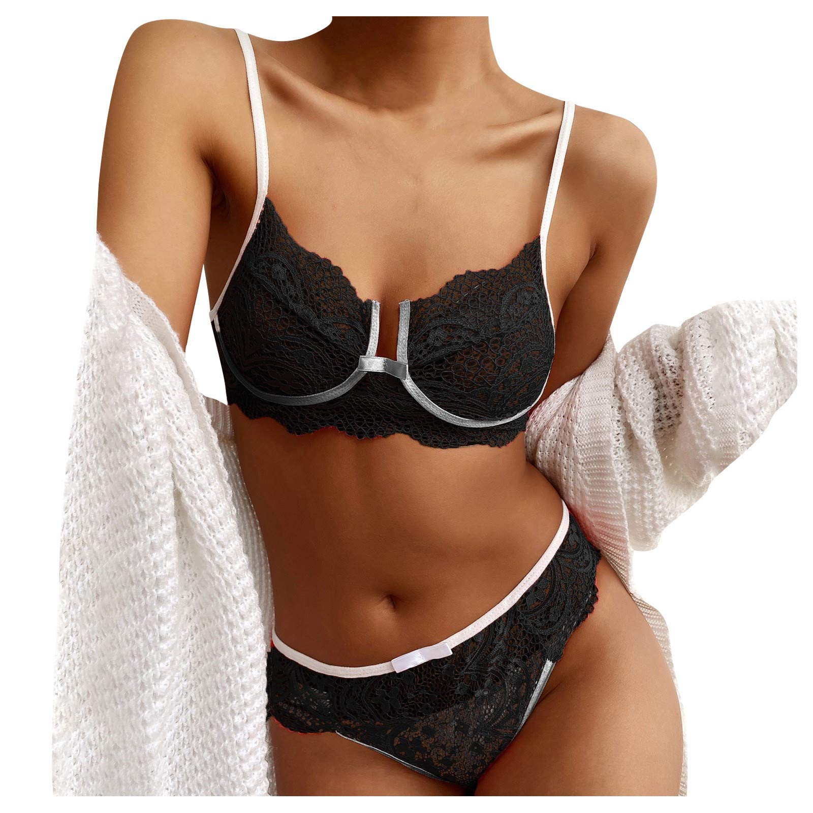 Sexy Lace Lingerie Set for Women - Halter Teddy Bodysuit & Sleepwear Nightwear | Perfect for Valentine's Day, Honeymoon & Romantic Nights