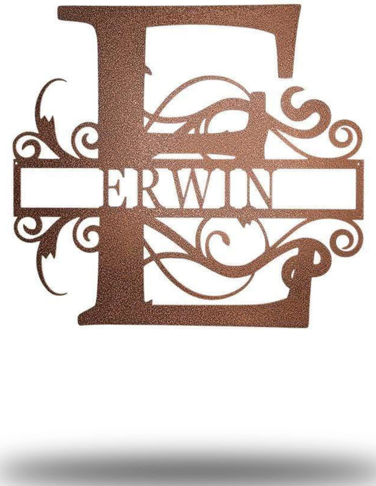 Custom Copper Redline Steel Monogram Wall Art for Living Room & Bedroom Decor