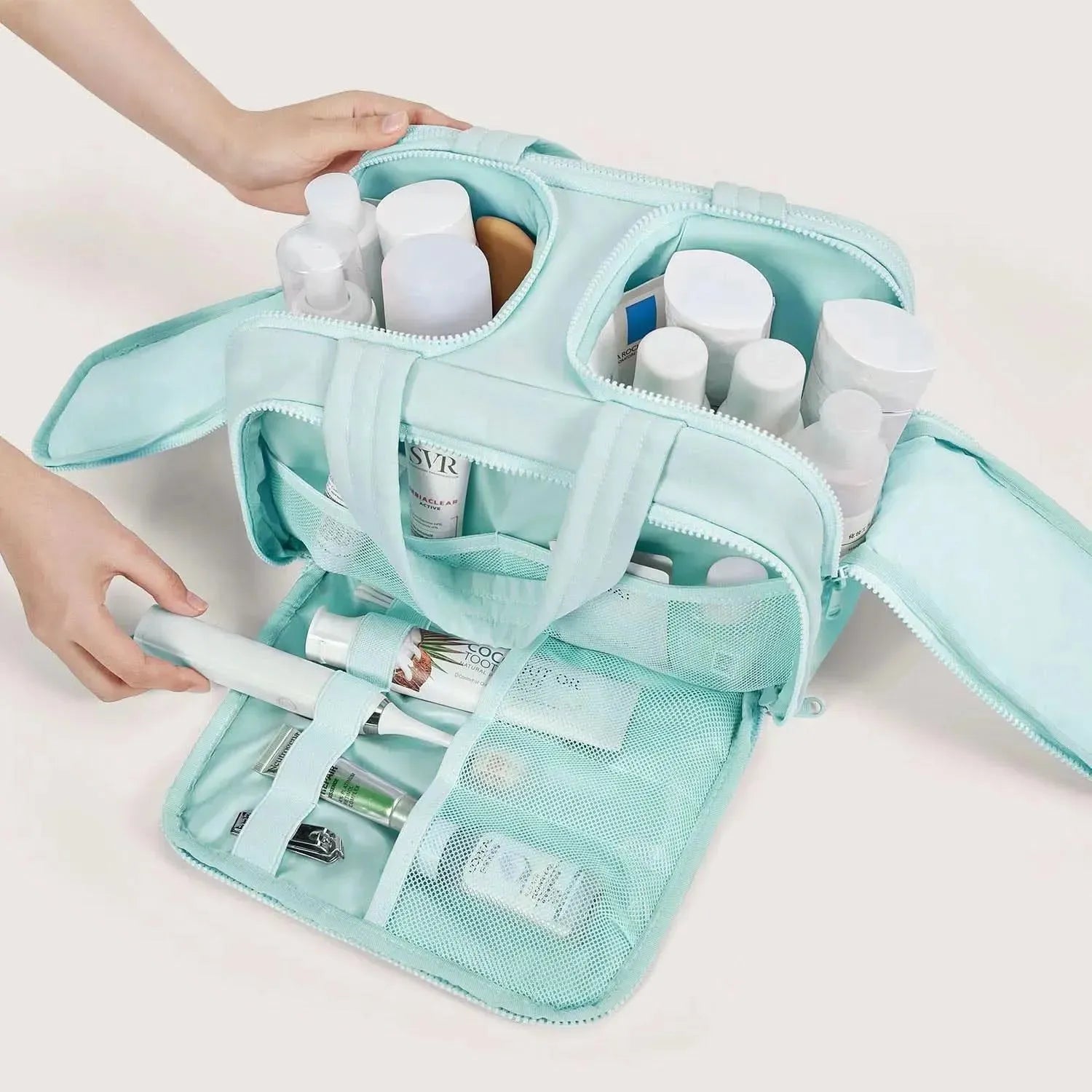 Premium Crush Toiletry Bag for Travel - 6 Stylish Colors (Black, Blue, Pink, Gray, Green, Purple) - Perfect for Vacation, Gym, Camping & Daily Use