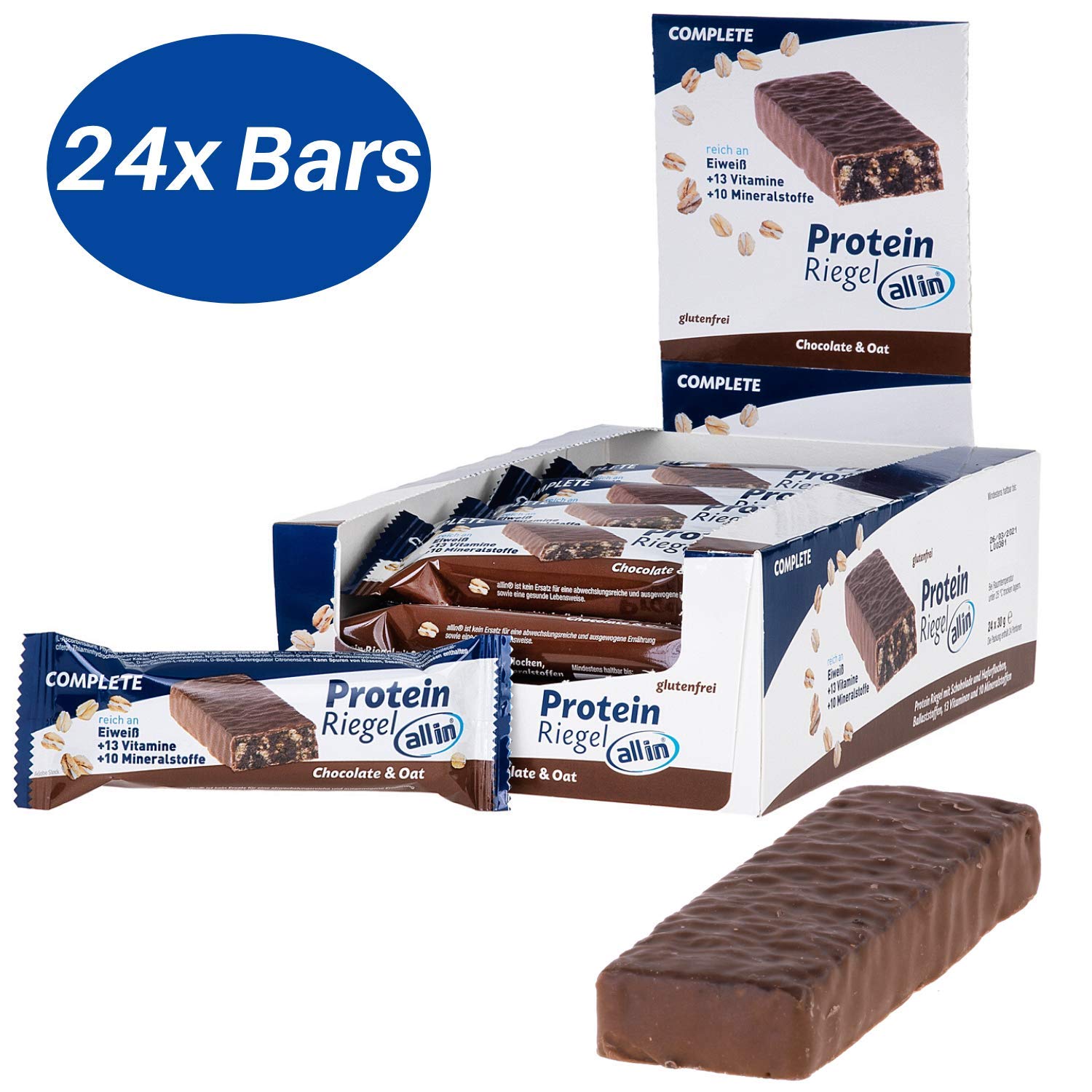 All in® COMPLETE Protein Bar Chocolate & Oat 24x 30g - High Protein Snack with Chocolate and Oatmeal | Meal Replacement Bar for Fitness, Weight Loss & Post-Workout Recovery | Gym Food, Healthy Snack for Active Lifestyle
