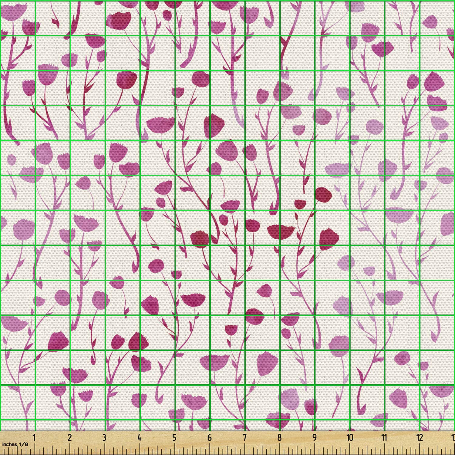 Ambesonne Spring Floral Fabric by The Yard - Doodle Silhouette Flowers Romantic Flourishing Pattern | Decorative Upholstery & Home Decor Fabric (10 Yards, Pink Ivory) | Perfect for DIY Curtains, Pillow Covers & Craft Projects