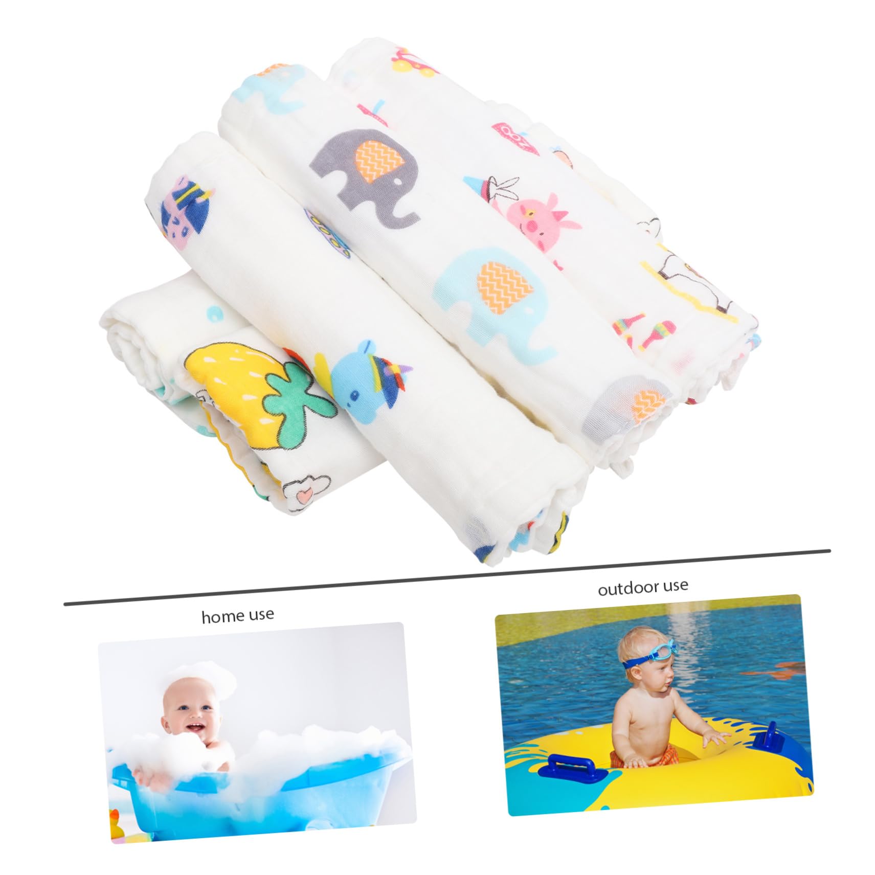 Hohopeti 5-Pack Newborn Muslin Face Washcloths - Soft Baby Shower & Hair Towels for Gentle Skin Care - Perfect for Bath Time, Diaper Changes & Nursery Essentials