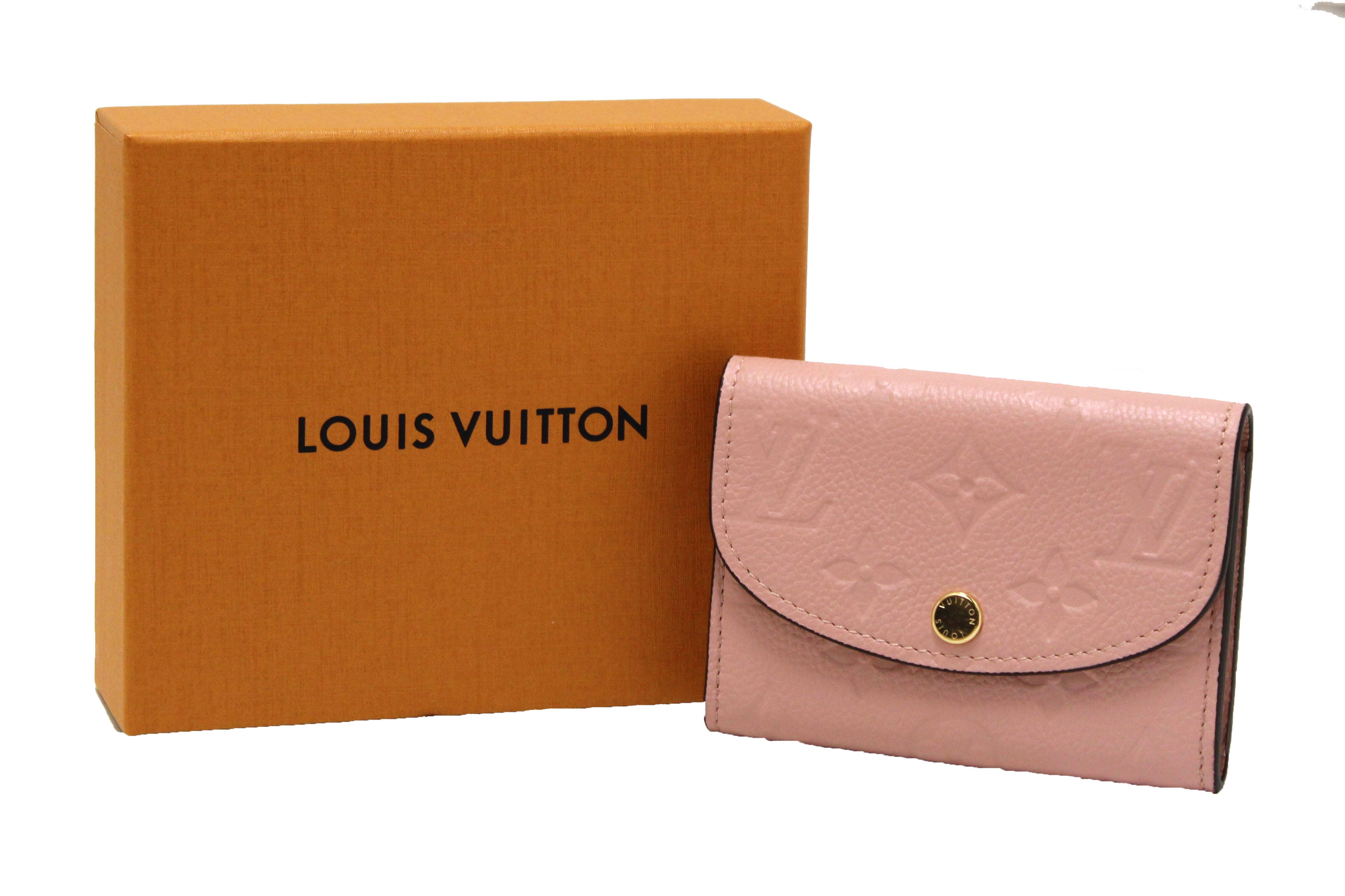 Authentic Louis Vuitton Pink Monogram Empreinte Leather Rosalie Coin Purse & Wallet - Stylish Compact Card Holder for Women, Perfect for Everyday Use, Travel & Gift Giving