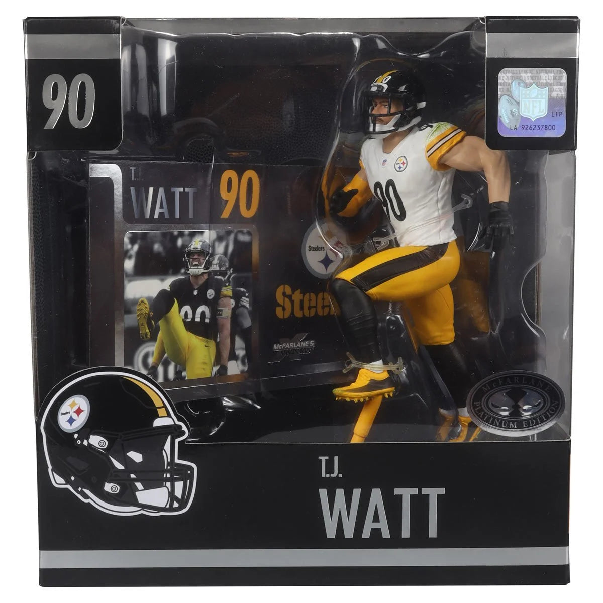 TJ Watt Pittsburgh Steelers NFL 2024 Platinum Chase White Jersey Posed Figure - Collectible Sports Memorabilia for Fans & Game Room Decor