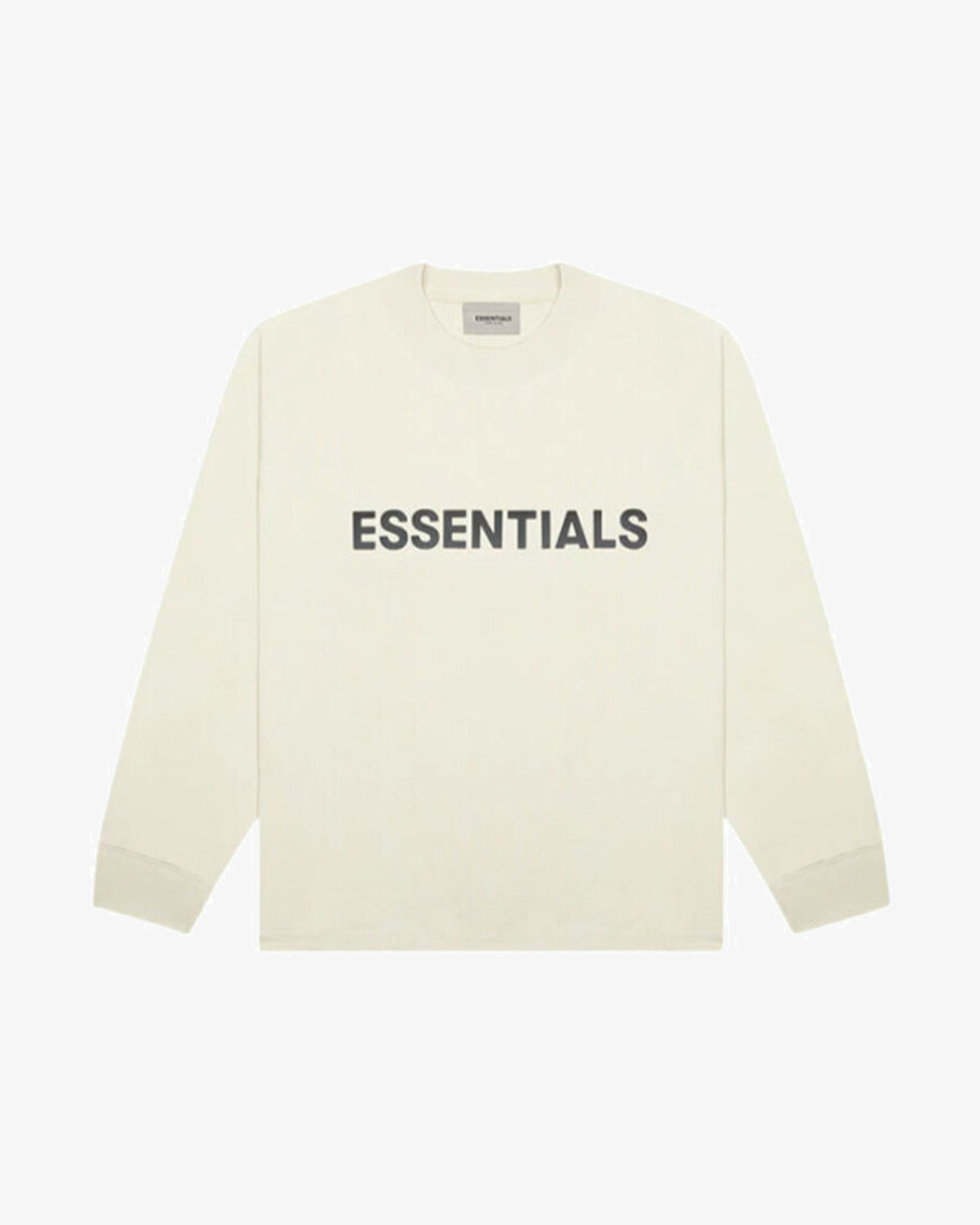 FOG ESSENTIALS SS20 Cream Long Sleeve T-Shirt with Silicon Applique Logo - Streetwear Fashion for Men & Women | Perfect for Casual Outfits and Urban Style