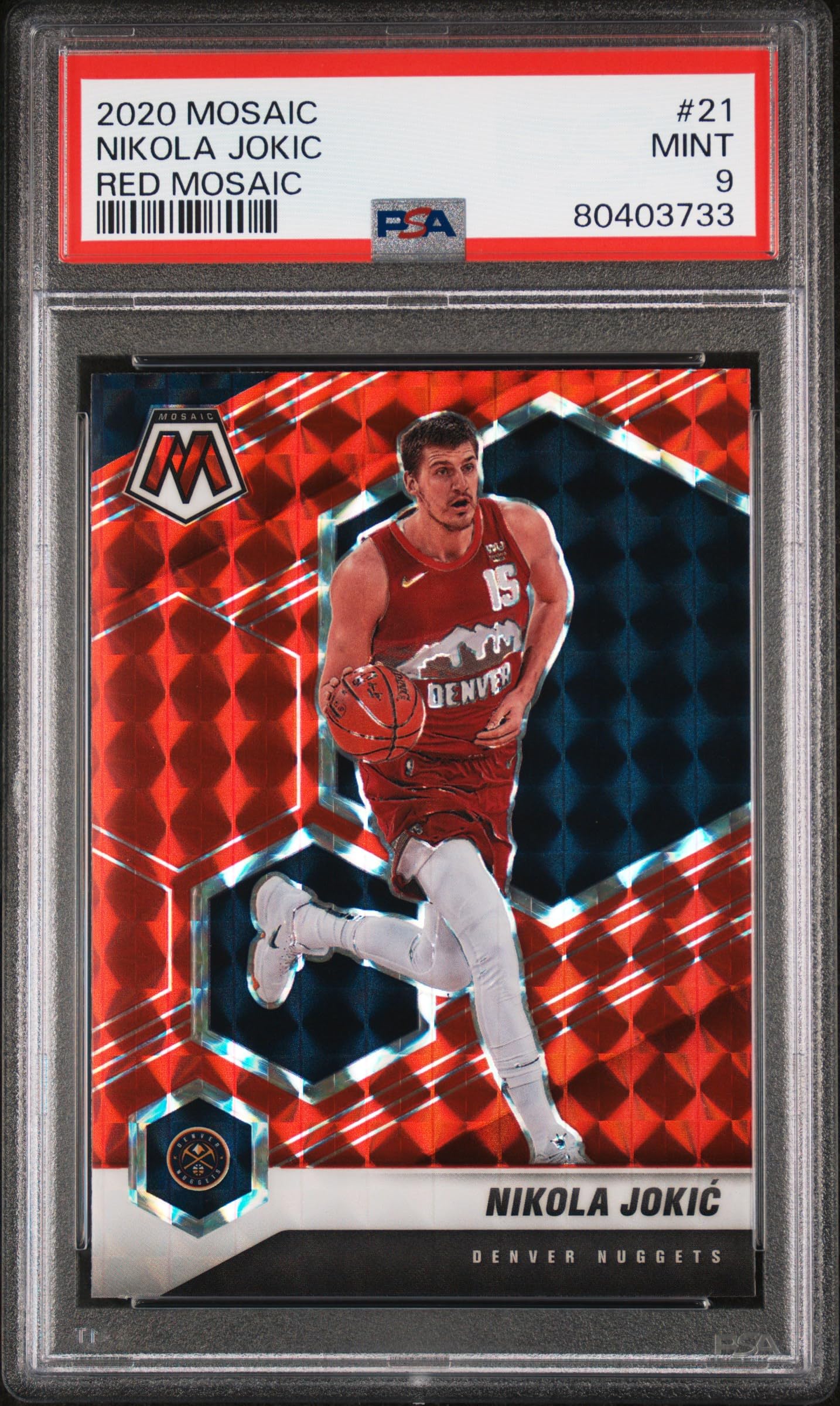 Nikola Jokic 2020 Panini Mosaic Red Basketball Card #21 PSA 9 Graded - Perfect for NBA Collectors & Denver Nuggets Fans, Great for Display, Investment or Gifting