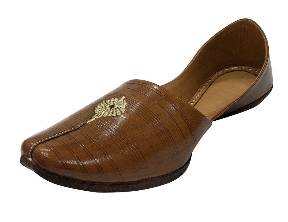 Handmade Brown Jutti Mojari Khussa Shoes for Men | Authentic Indian Ethnic Footwear | Perfect for Weddings, Festivals & Cultural Events