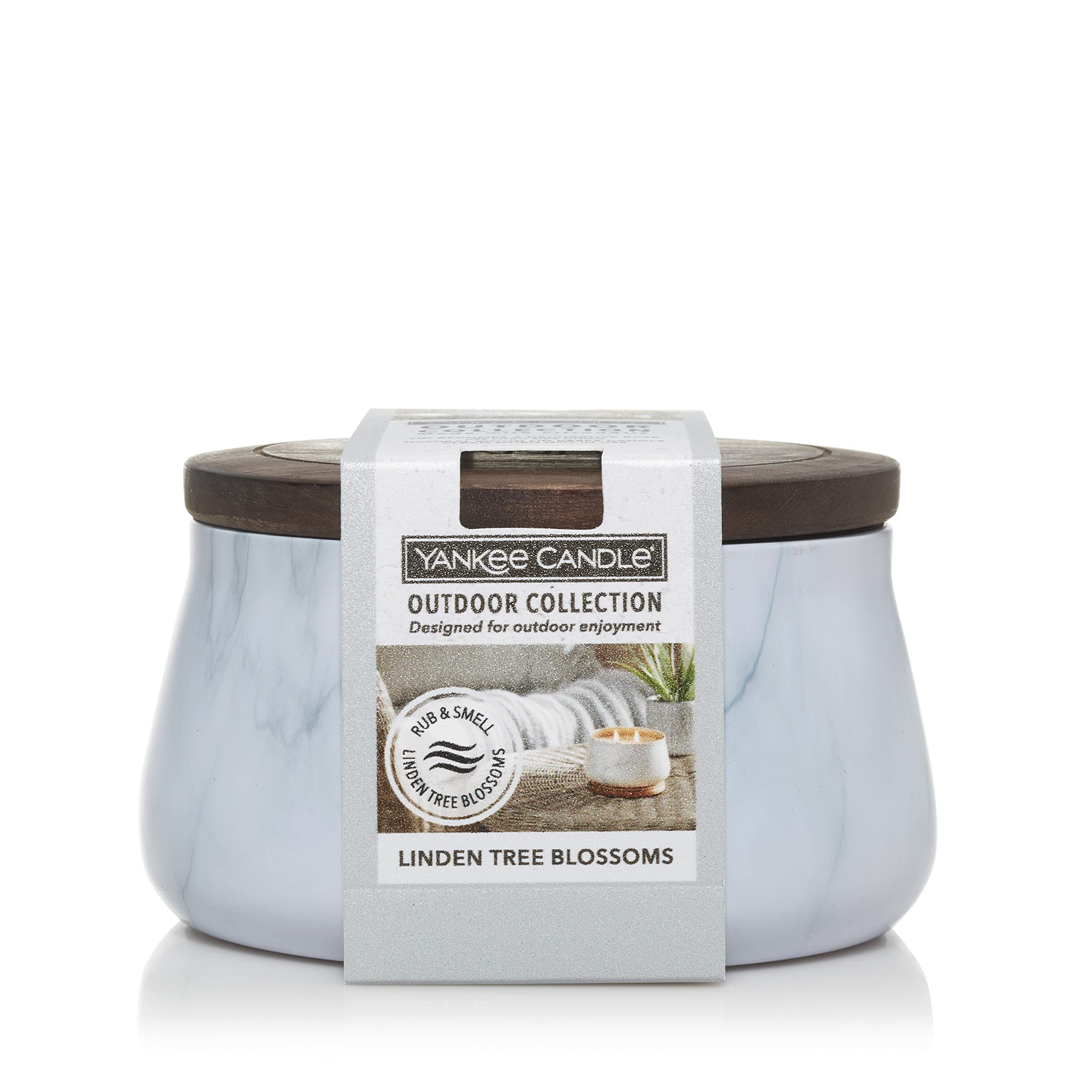 Yankee Candle® Linden Tree Blossoms Medium Outdoor Candle - Scented Jar Candle for Patio, Garden & Backyard Relaxation | Long-Lasting Fragrance for Outdoor Decor & Ambiance