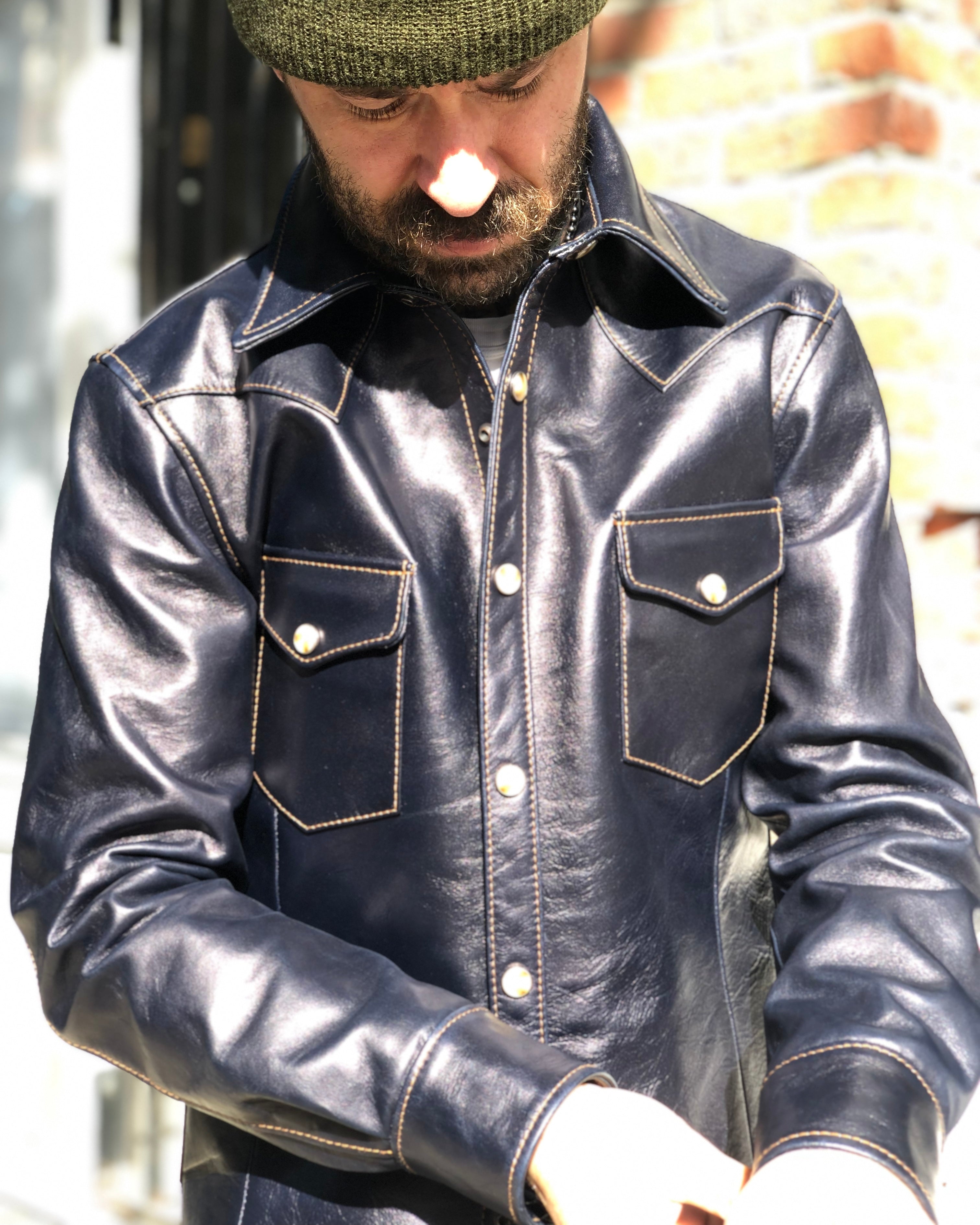 Premium Pablo Indigo Horse Hide Western Shirt - Authentic Cowboy Style for Men | Perfect for Rodeo, Country Music Festivals & Western Fashion