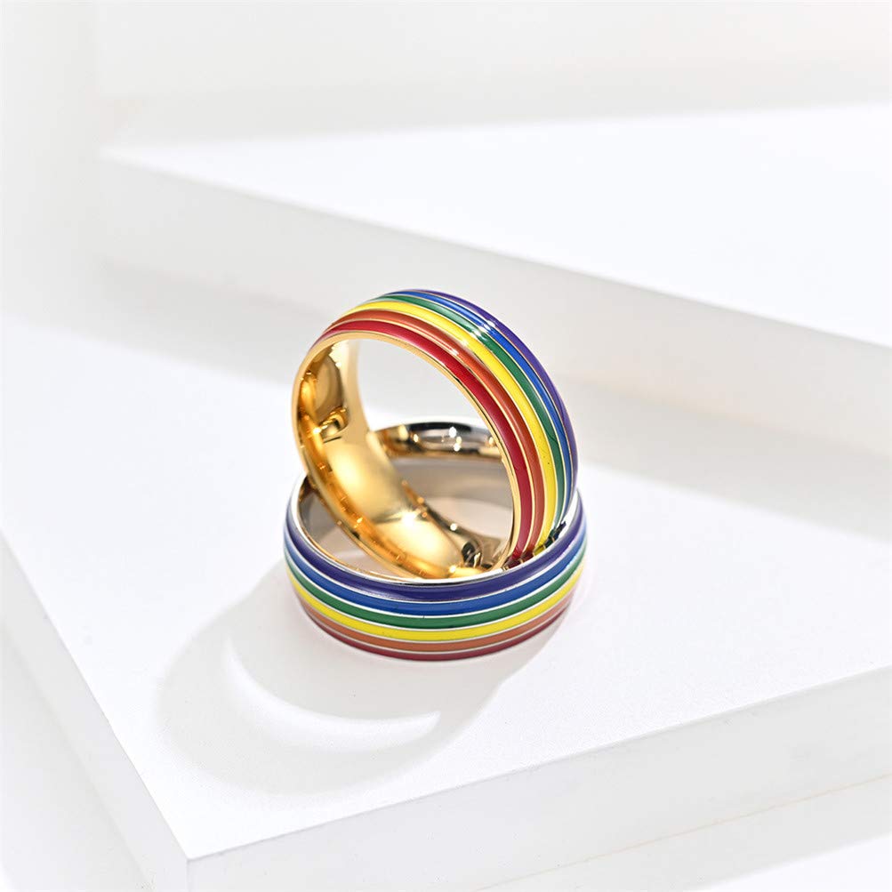 Rainbow Gay Pride Ring for Men & Women - Stainless Steel LGBTQ Jewelry in Silver, Gold & Black - Perfect for Pride Parades, Weddings & Everyday Wear