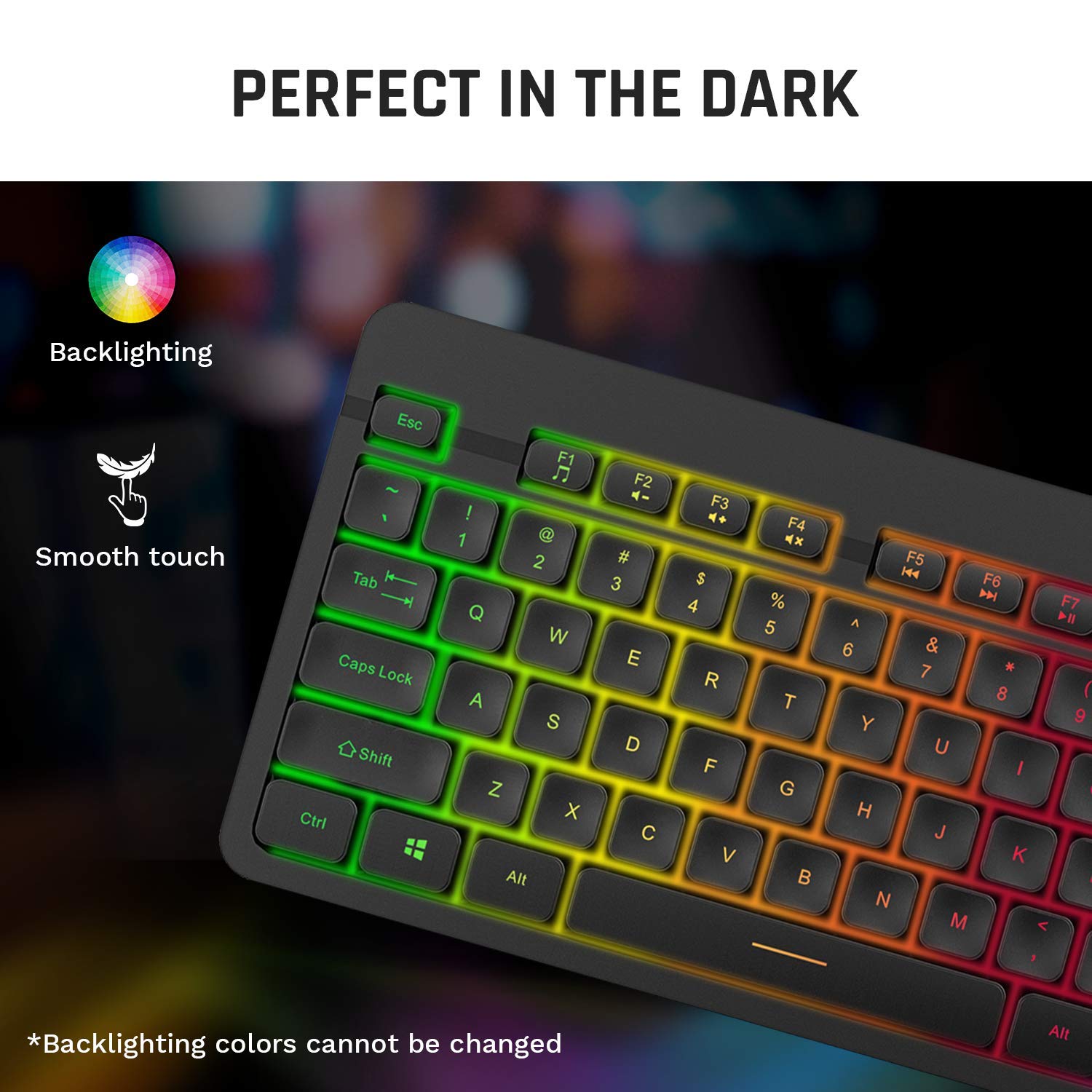 KLIM Light V2 Rechargeable Wireless Keyboard - 2024 New Version Slim Ergonomic Gaming Keyboard with Backlit, Long Battery Life for PC, Mac, Laptop, PS4, PS5, Xbox One - Perfect for Home Office, Gaming & Work from Home Setup