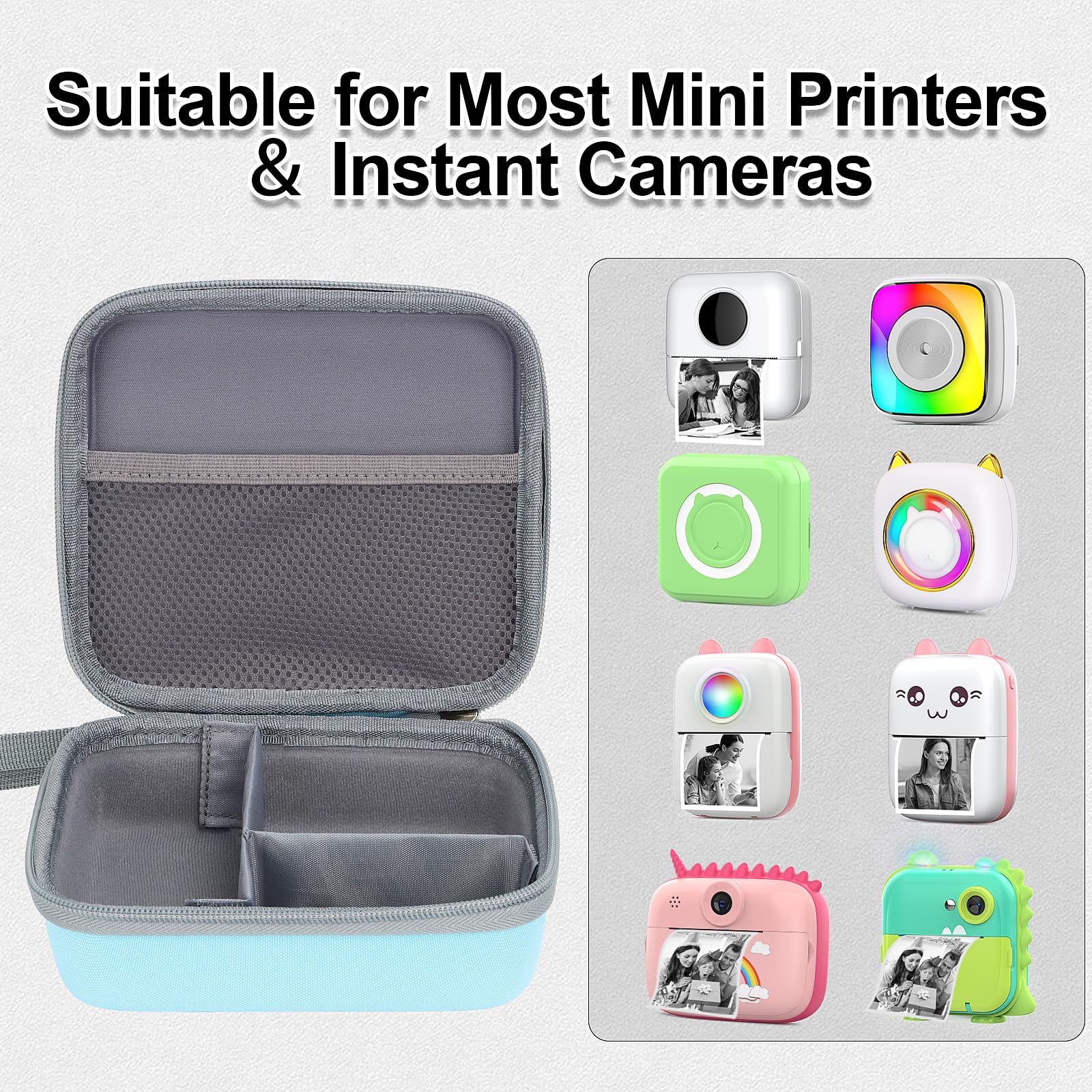 Phomemo M02/T02 & X5 Mini Sticker Printer Hard Protective Case - High Capacity Portable Carrying Box for Thermal Inkless Photo Printer, Instant Camera & Label Maker - Durable Travel Storage (Blue) | Perfect for Home, Office & On-the-Go Printing Needs