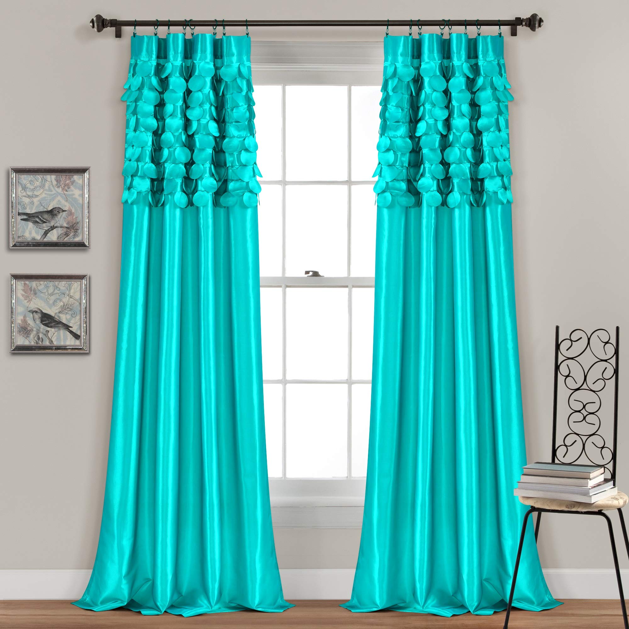 Lush Decor Turquoise Circle Dream Window Curtains Panel Set - 54