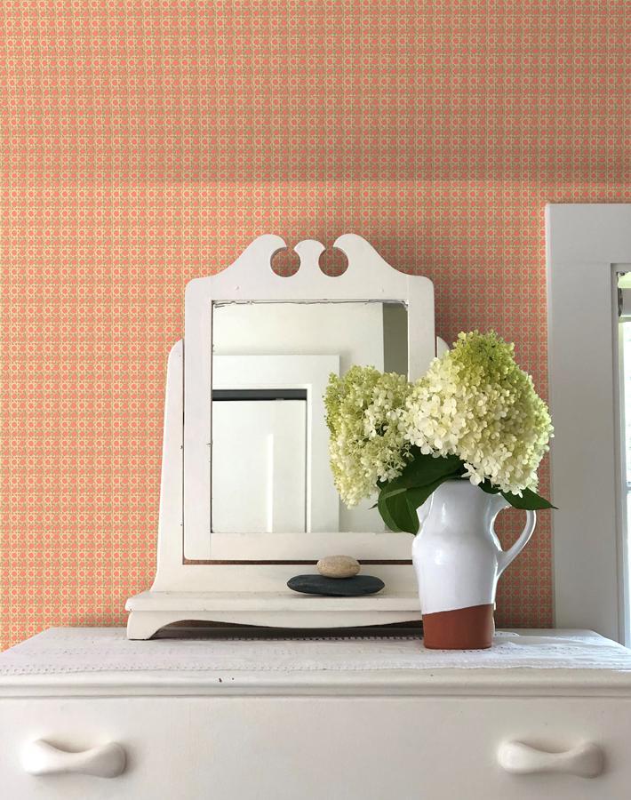 Wallshoppe Faux Caning Wallpaper - Watermelon Pattern Peel and Stick Wallpaper for Bedroom, Living Room, and Bathroom Decor