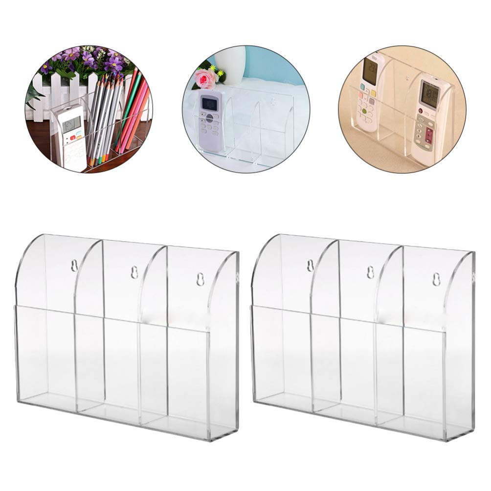 TEHAUX 2-Pack Remote Control Wall Mount Holder - Acrylic Hanging Storage Rack for TV, Air Conditioner & Pen Organizer - Space-Saving Wall-Mounted Solution for Living Room & Bedroom