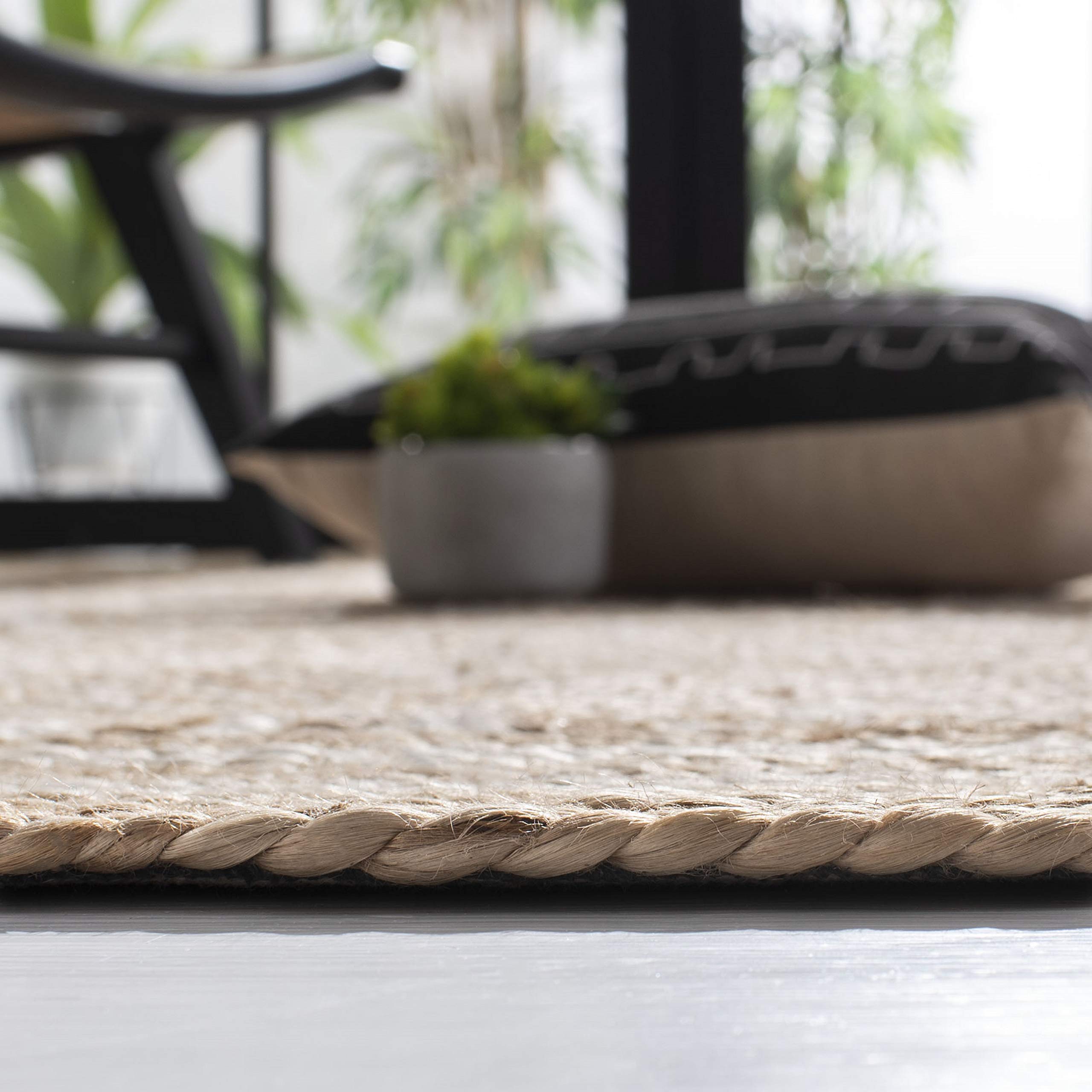SAFAVIEH Natural Fiber Collection 6' x 6' Square Ivory Moroccan Boho Jute Area Rug - Perfect for Living Room, Bedroom & Boho Home Decor