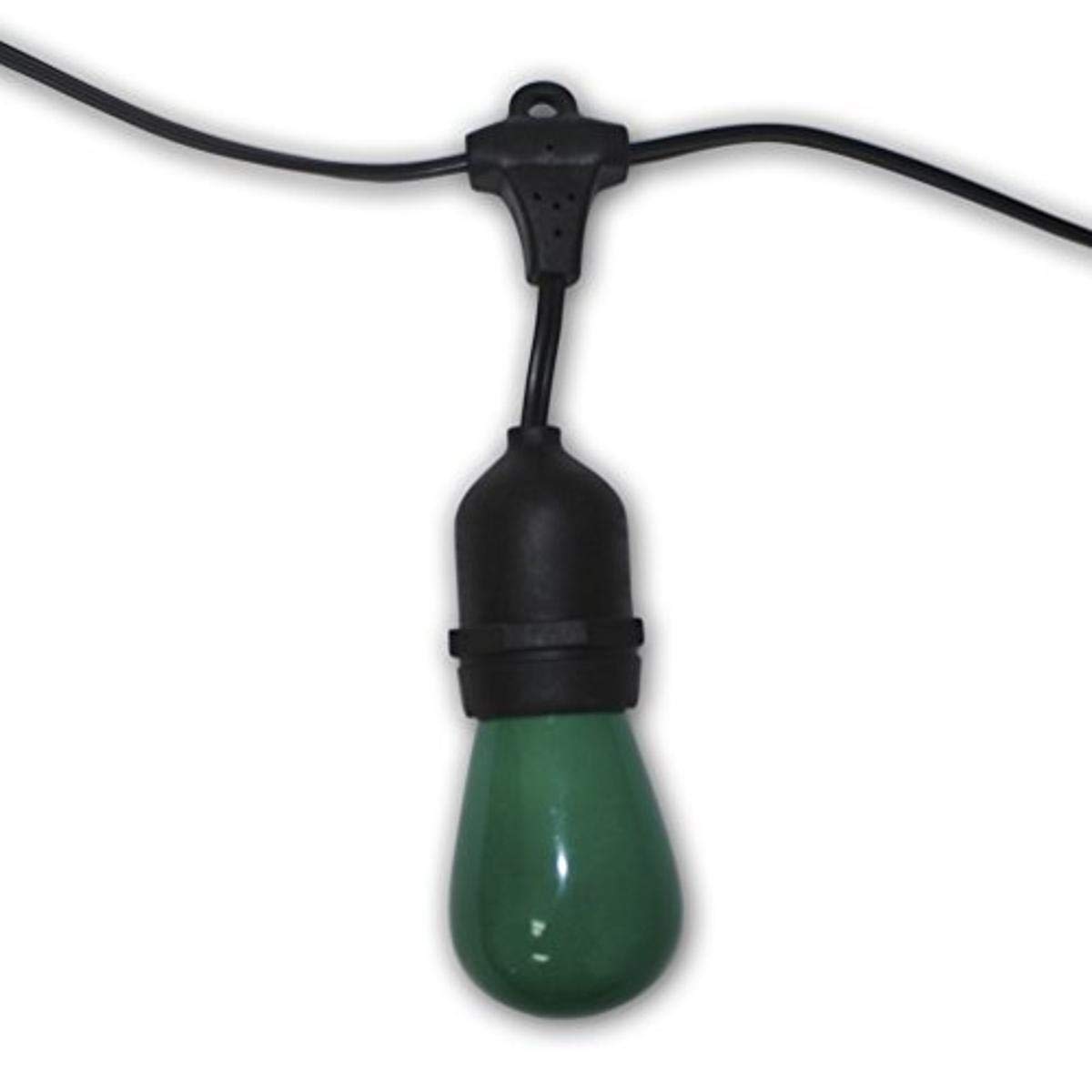 48-Ft Vintage Outdoor Commercial String Lights with 15 Sockets & S14 Bulbs - 16 Gauge Black Cord - Perfect for Patio, Garden, Wedding, and Restaurant Decor