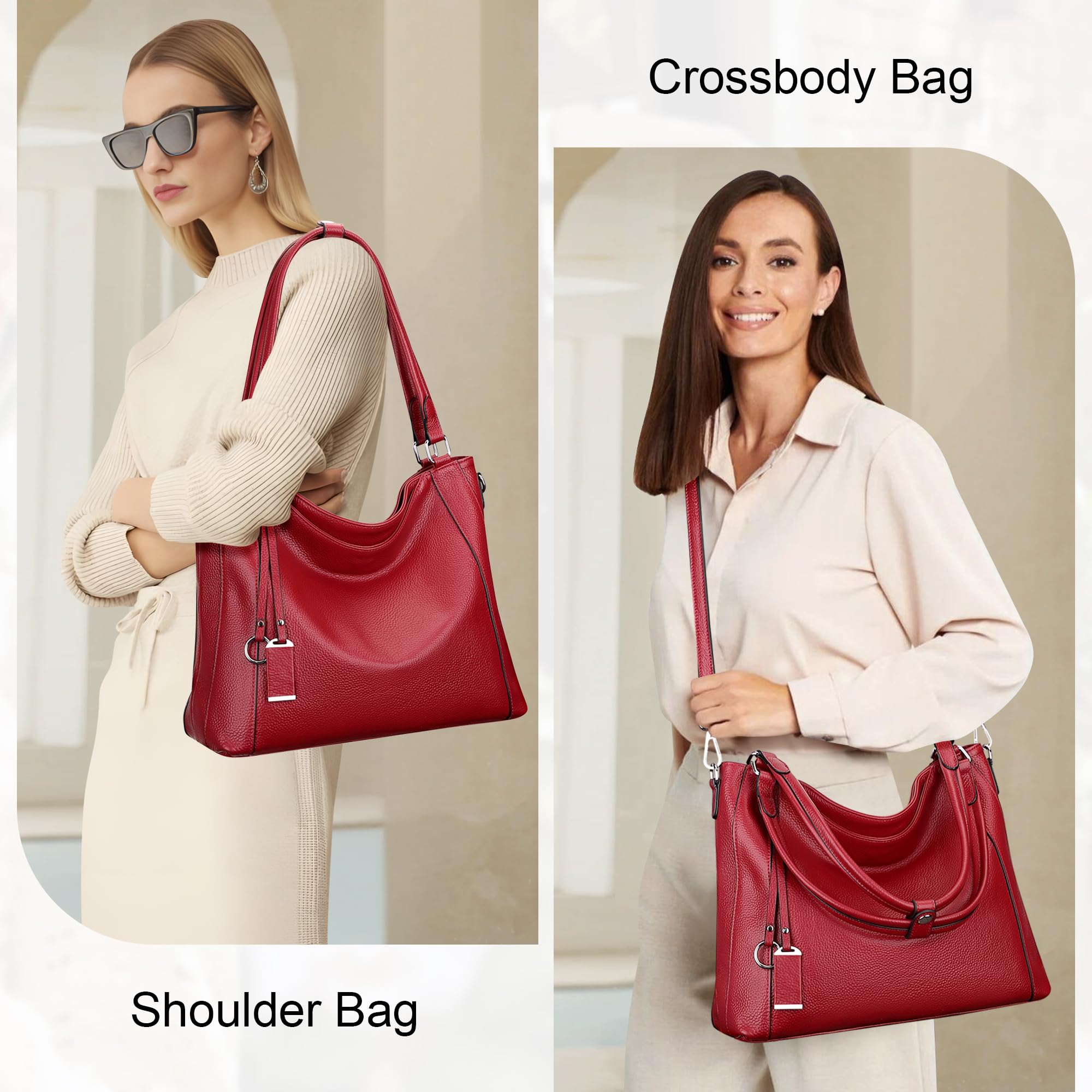 Premium Soft Leather Handbags for Women - Stylish Shoulder Hobo Bag & Large Tote Crossbody Purse - Perfect for Work, Travel & Everyday Use