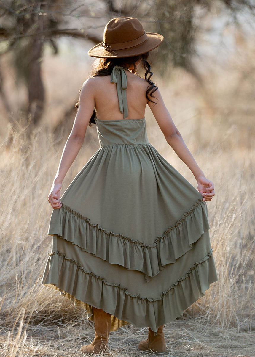 Jenny Dress in Eucalyptus Green - Flowy Midi Dress for Women | Perfect for Summer Weddings, Beach Vacations & Date Nights