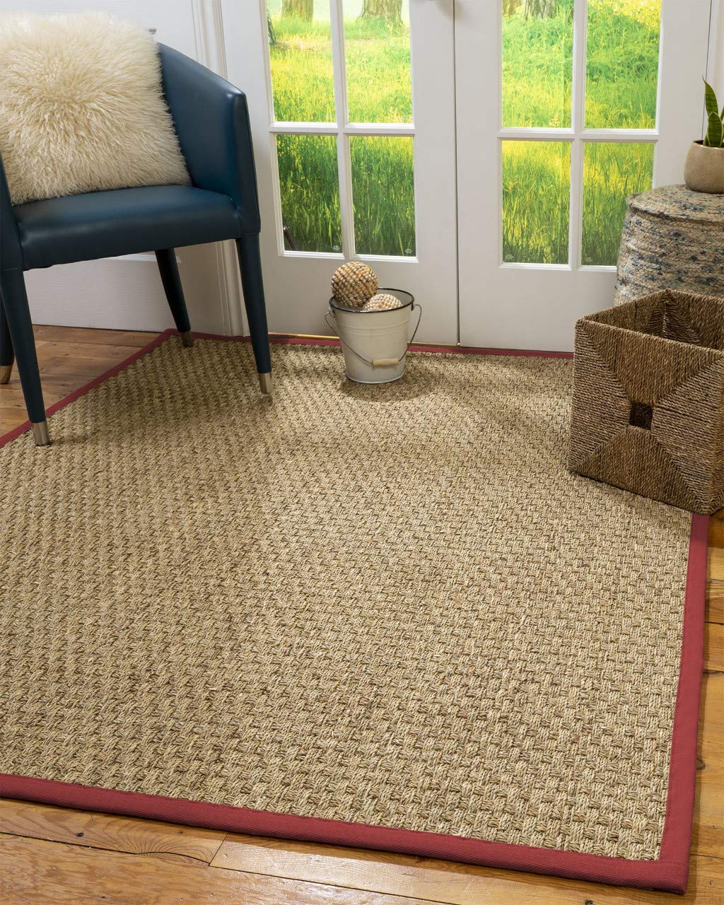 Handmade Natural Seagrass Basketweave Area Rug 2'6