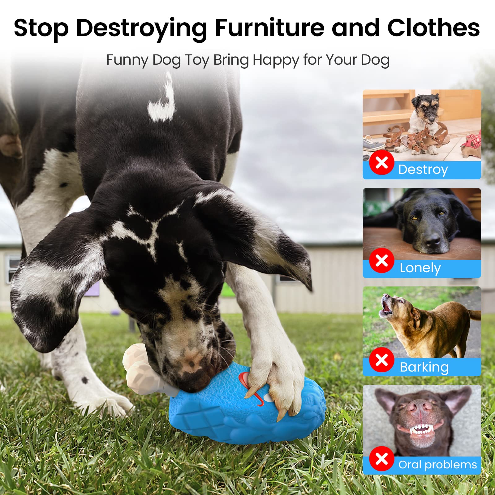 RUXAN Indestructible Dog Chew Toys for Aggressive Chewers - Natural Rubber Interactive Treat Toy with Milk Flavor for Medium & Large Dogs - Perfect for Chewing, Chase, Fetch and Training Sessions